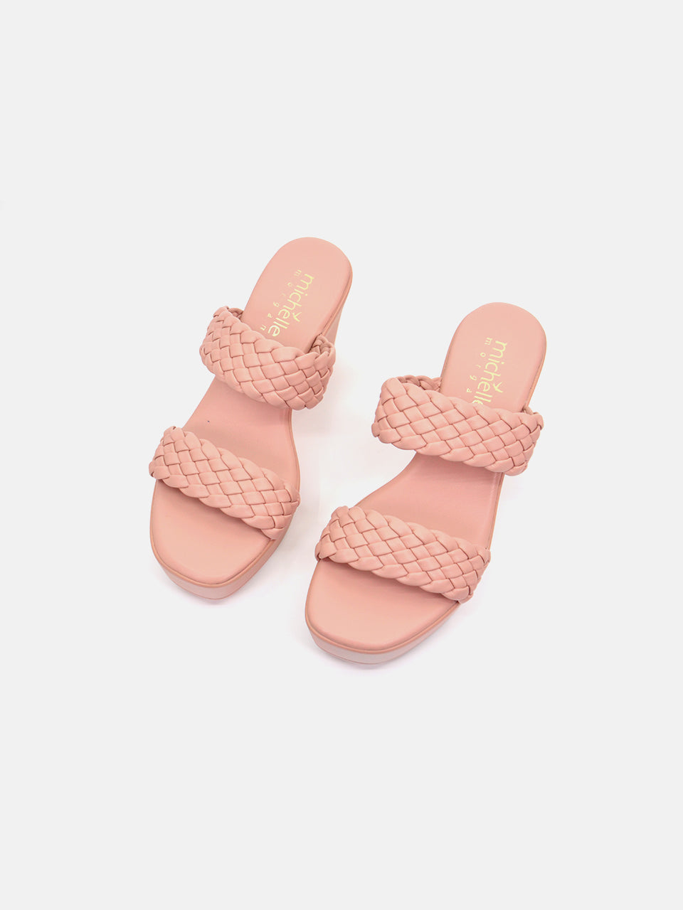 Michelle Morgan 114RJ85E Women's Braided Strap Sandals #color_Pink