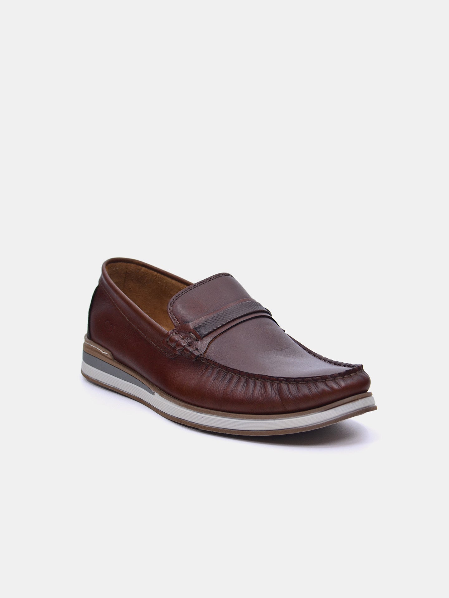 Democrata Men's Denim Flow Moccasin Loafer Shoes #color_Brown