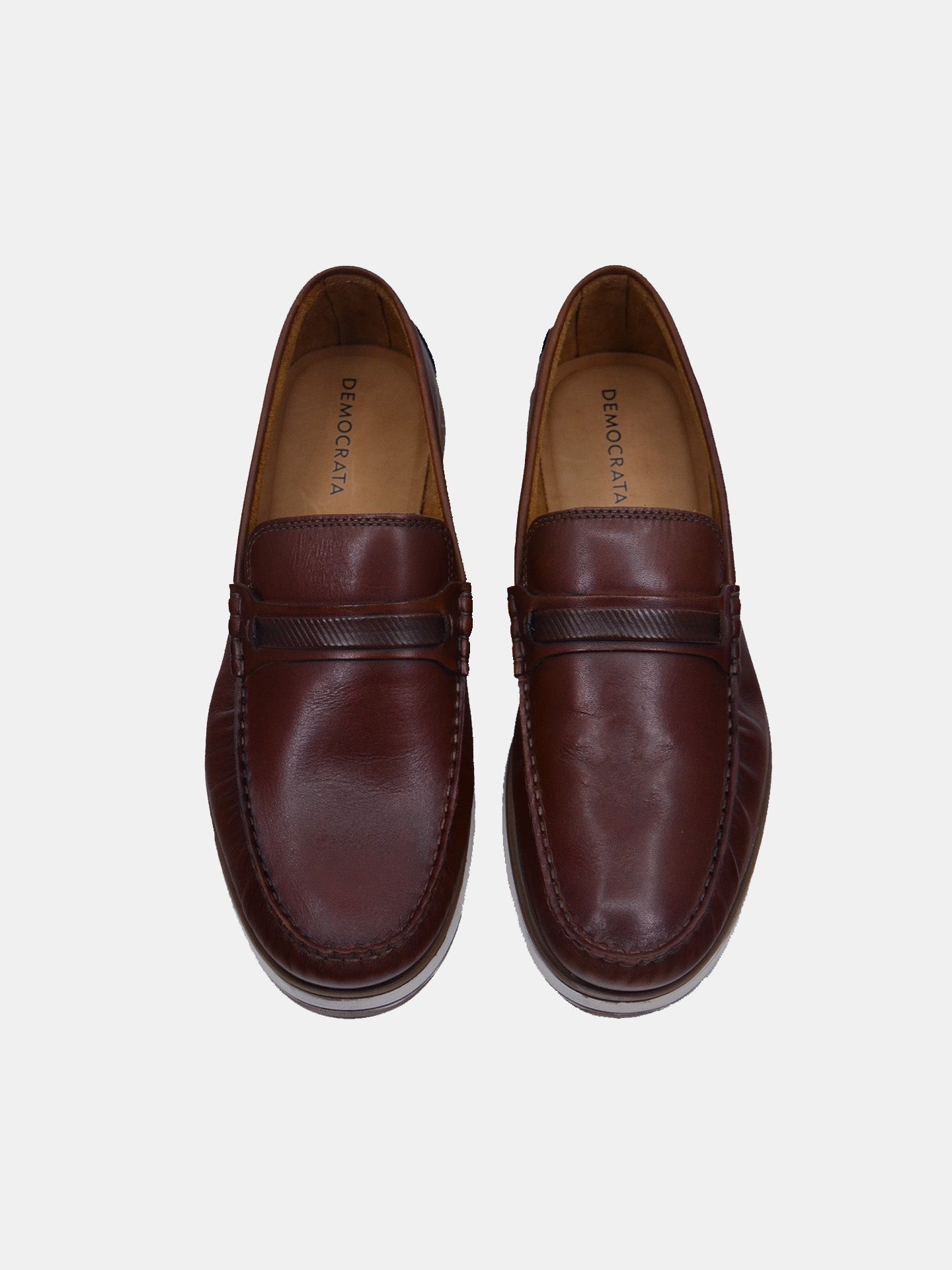 Democrata Men's Denim Flow Moccasin Loafer Shoes #color_Brown