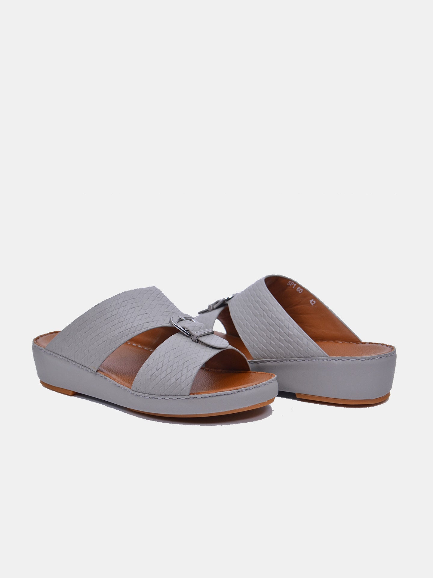 Barjeel Uno SP1-60 Men's Arabic Sandals #color_Light Grey
