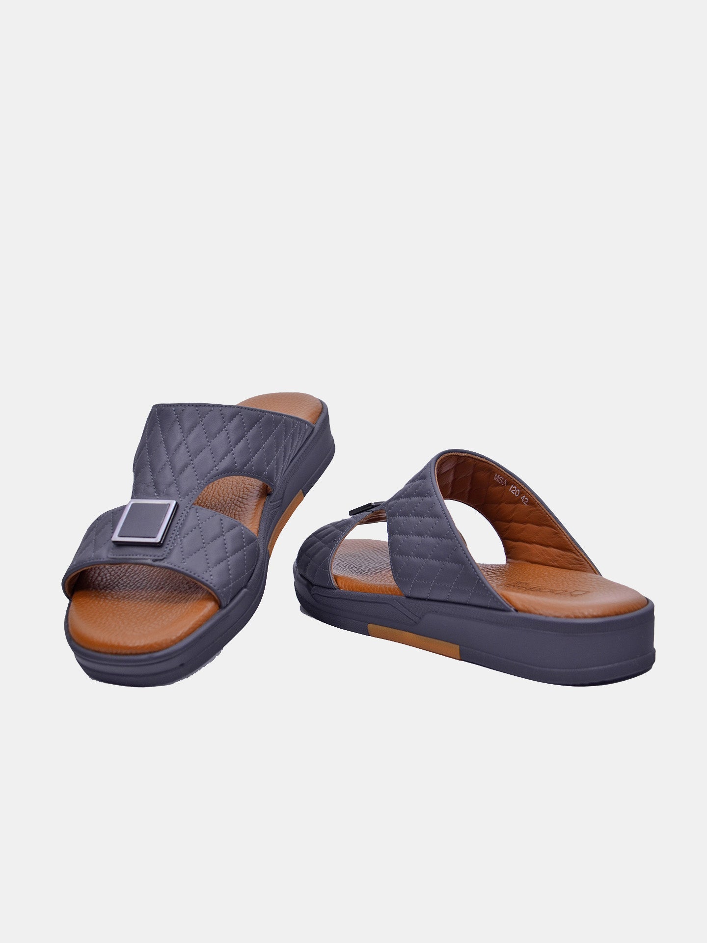 Barjeel Uno MSA-120 Men's Arabic Sandals #color_Grey