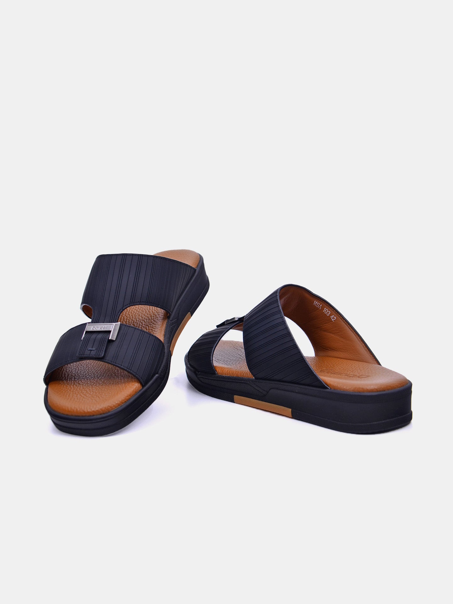 Barjeel Uno MSA-103 Men's Arabic Sandals #color_Black