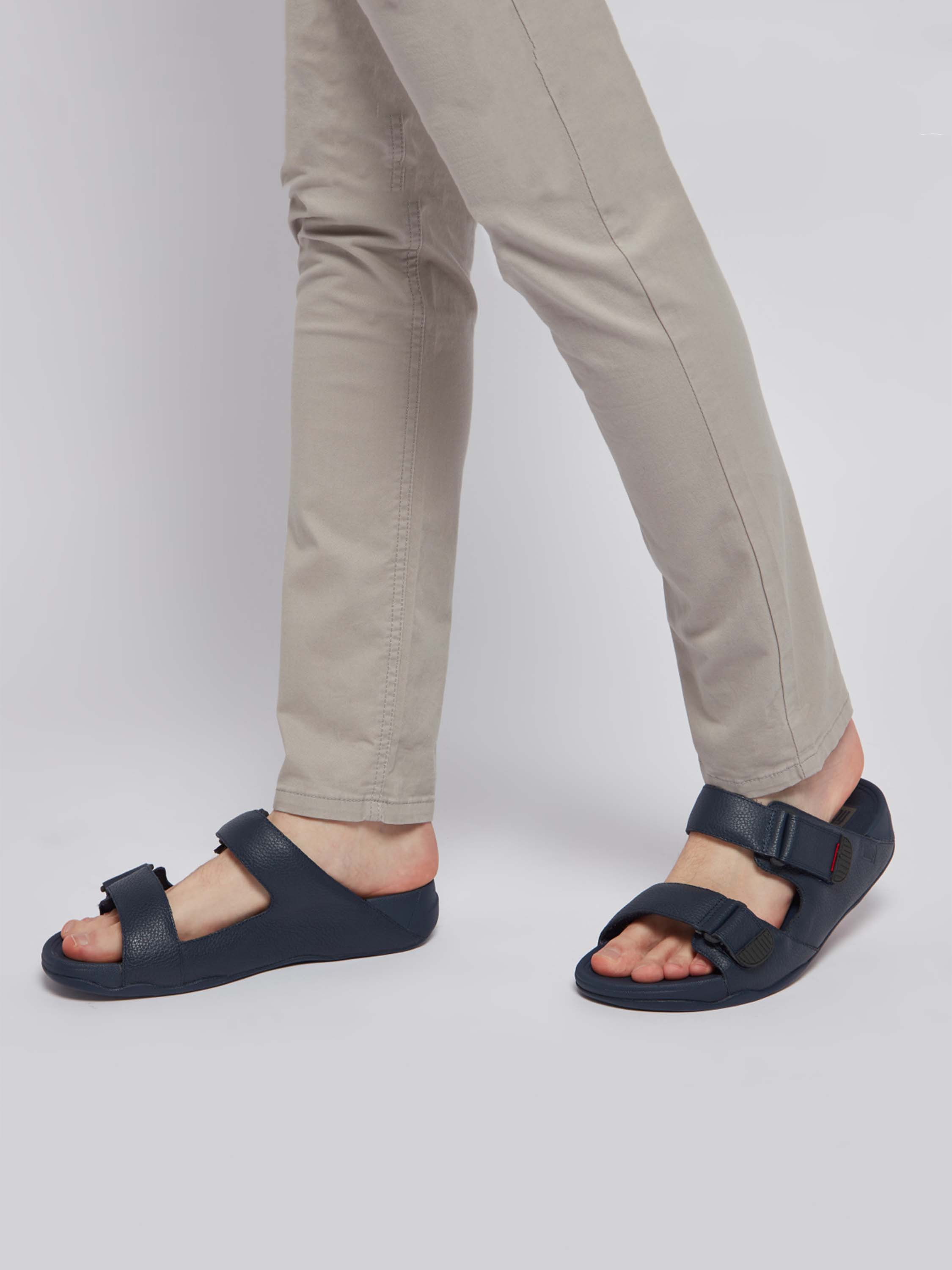Fitflop Men's Gogh Moc Leather Sandals #color_Navy
