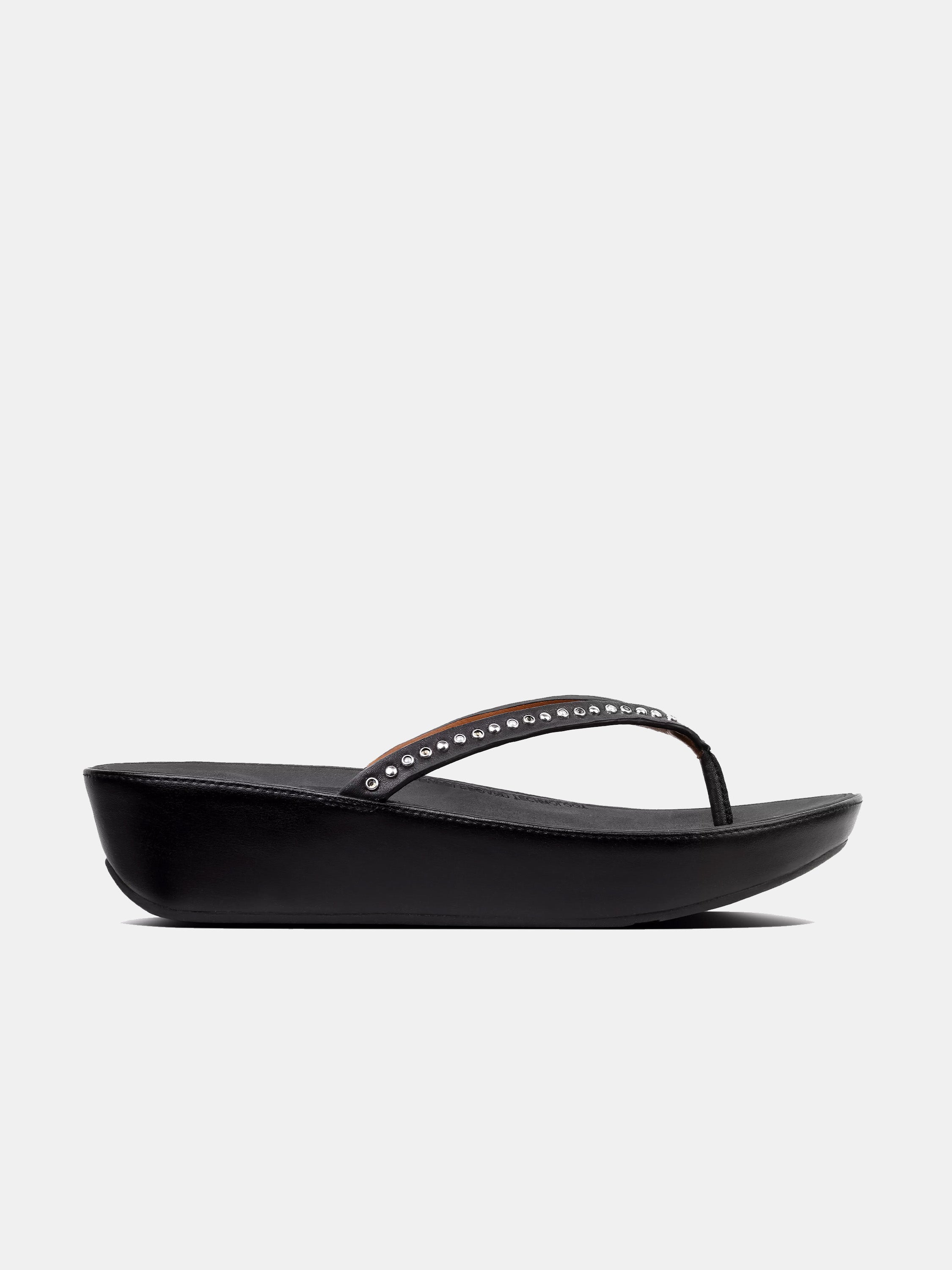 Fitflop Women's Linny Pearl Stud Leather Toe-Post Sandals #color_Black