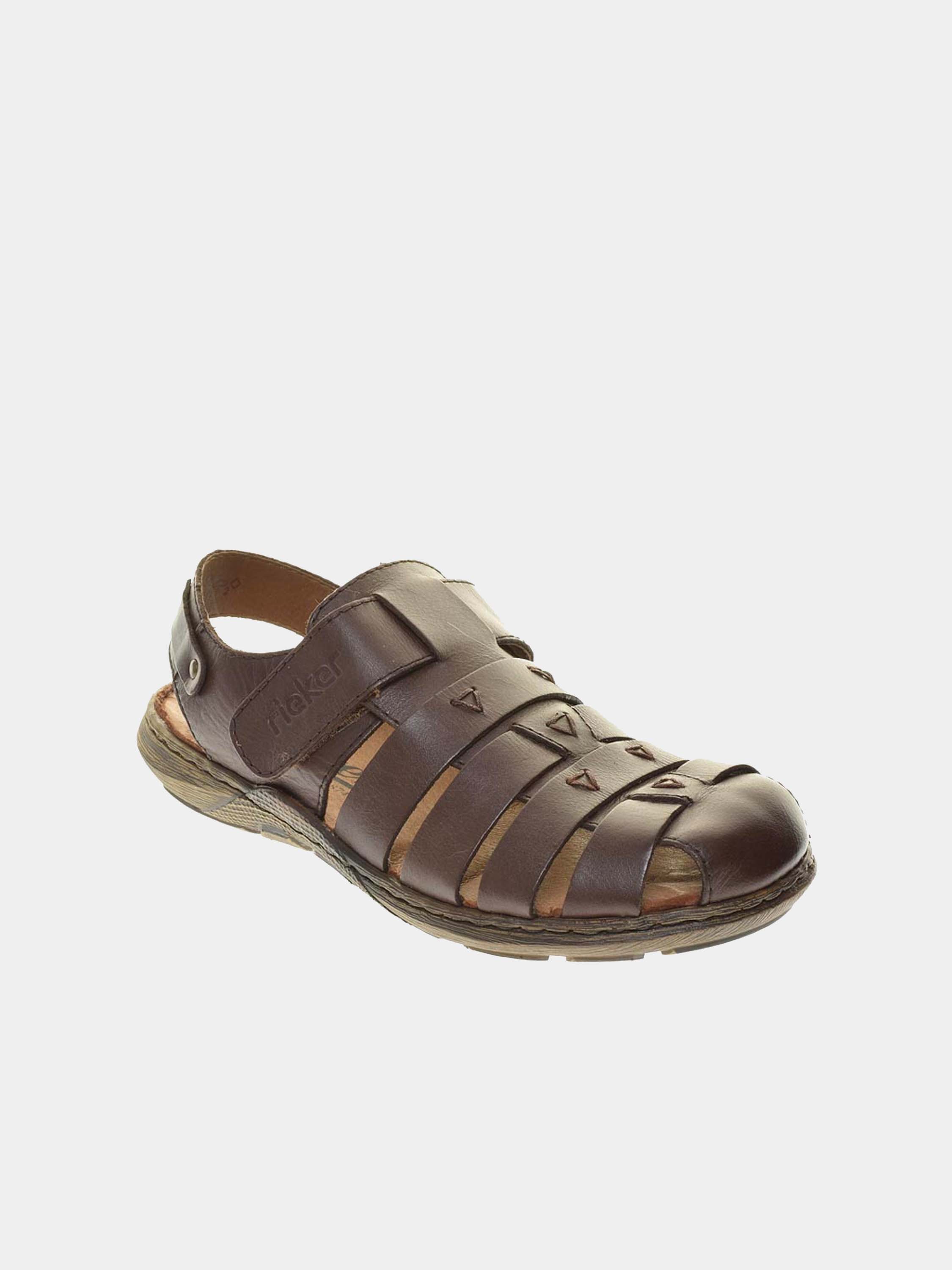 Rieker 22074-25 Back Strap Hook & Loop Outdoor Sandals #color_Brown