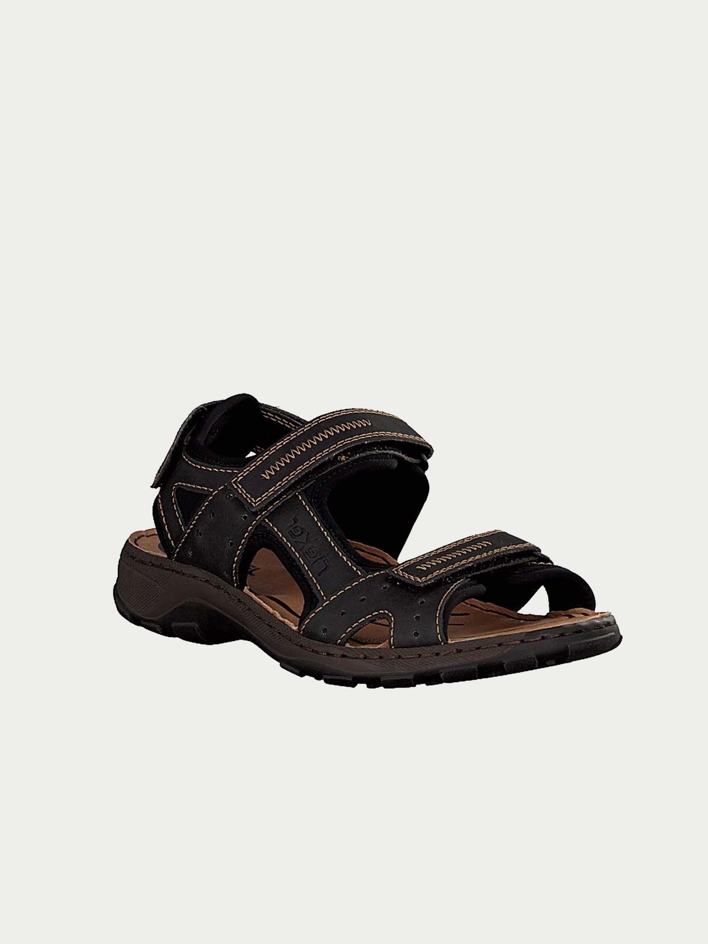 Rieker 26061 Men's Hook & Loop Outdoor Sandals #color_Black