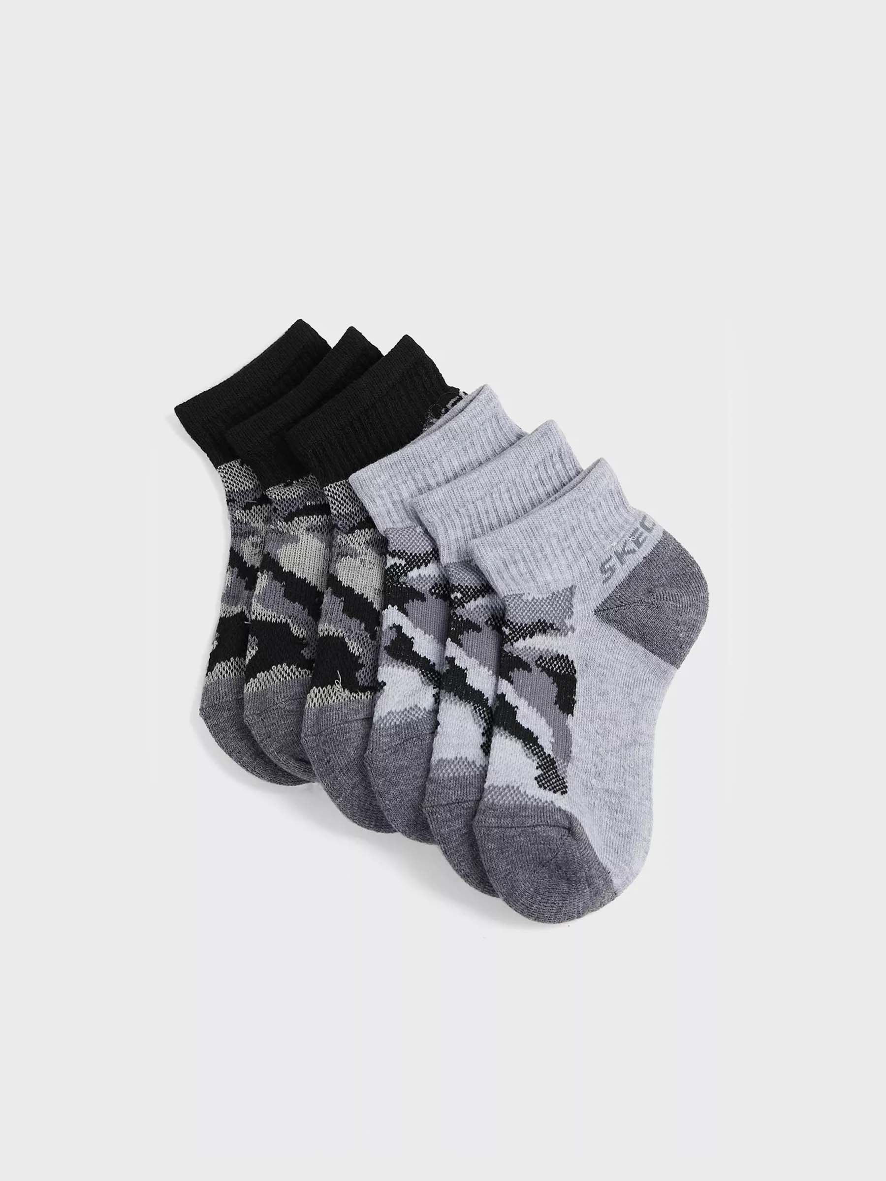 Skechers Boys 6 Pack 1/2 Terry Qtr Crew Socks #color_Grey
