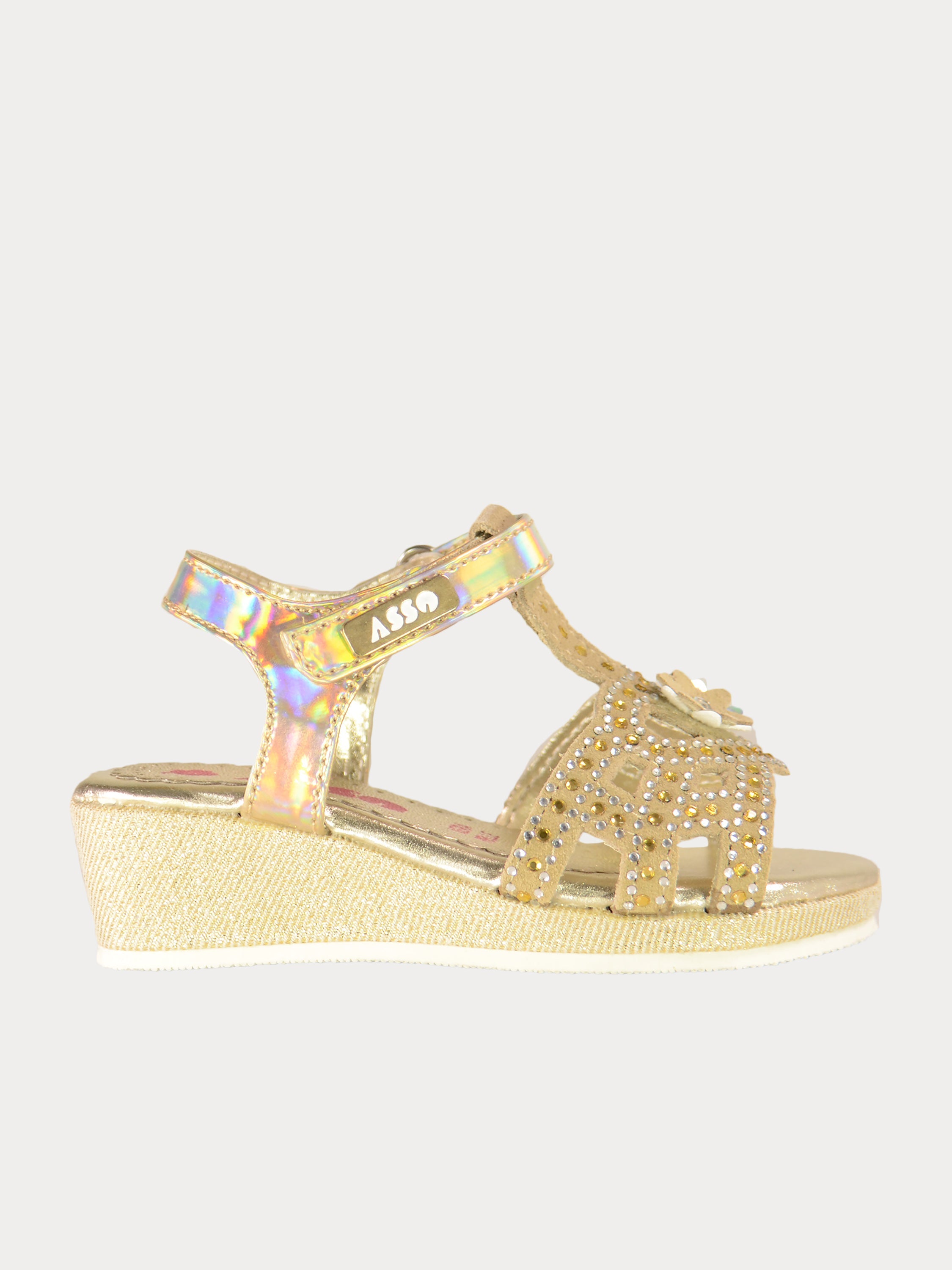 Asso Girls Back Strap Sandals #color_Gold