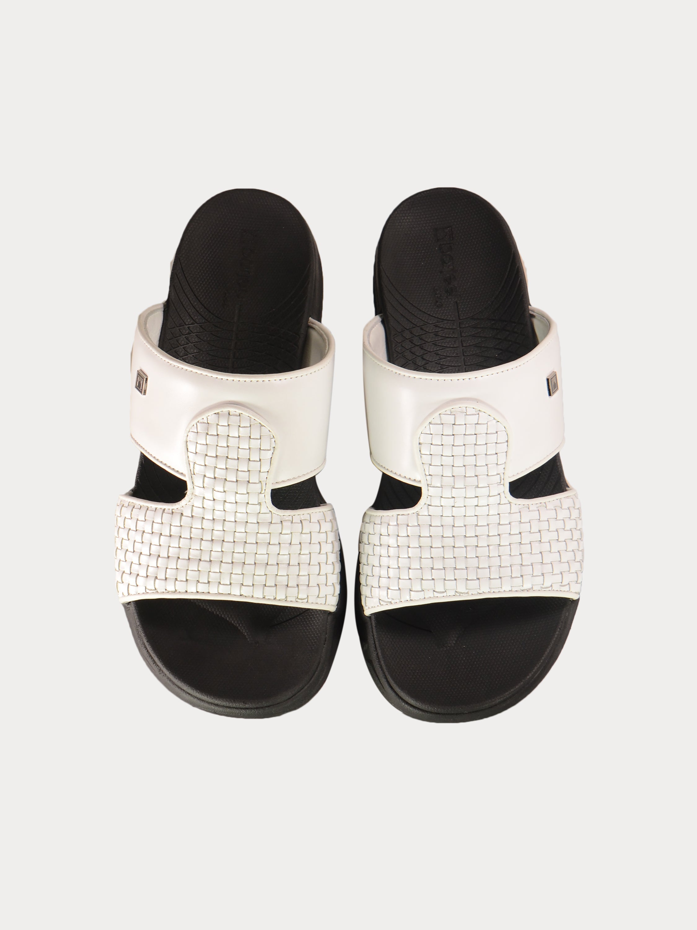 Barjeel Uno 152119 Basketweave Pattern Arabic Sandals #color_White
