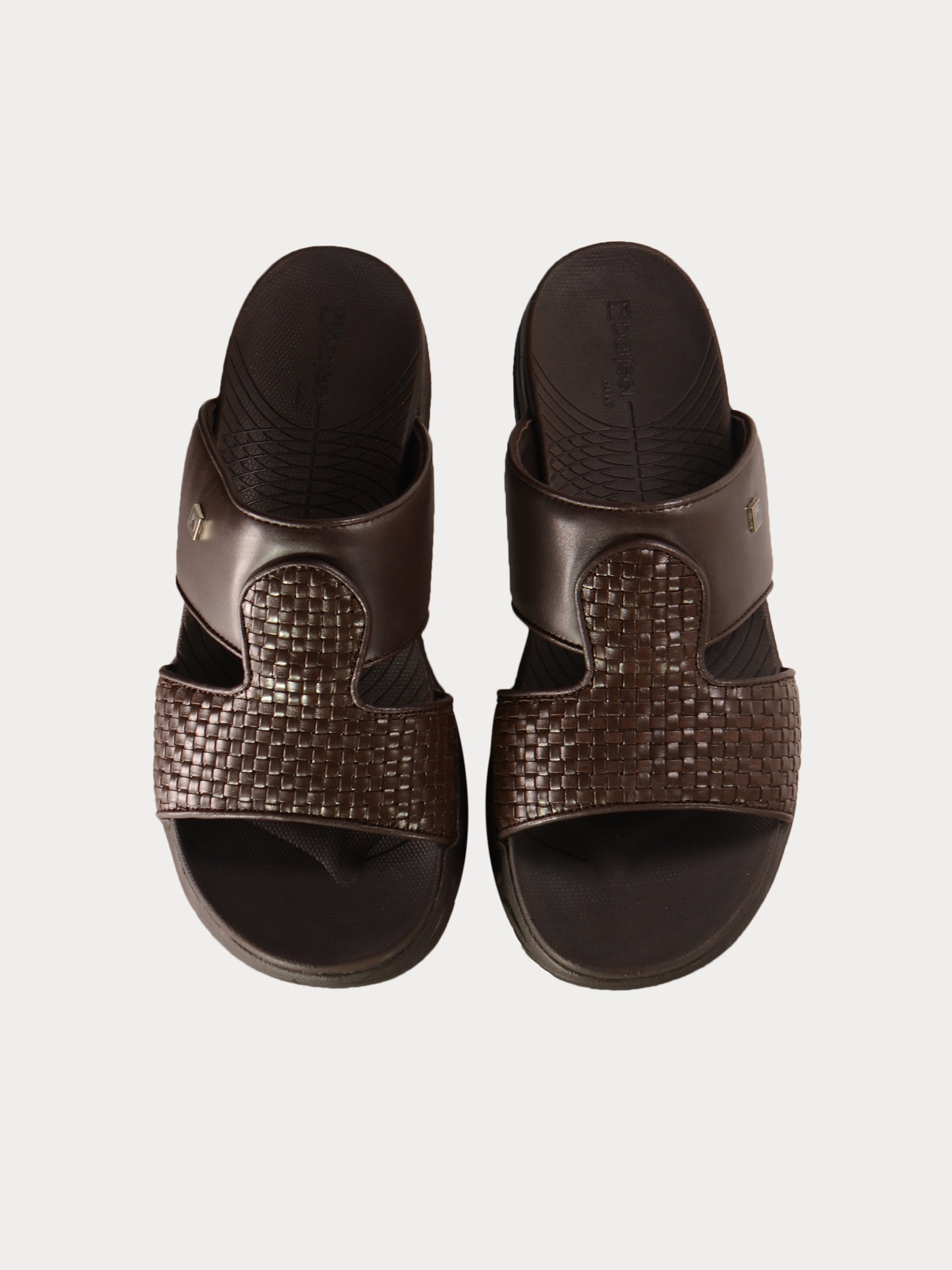 Barjeel Uno 152119 Basketweave Pattern Arabic Sandals #color_Brown