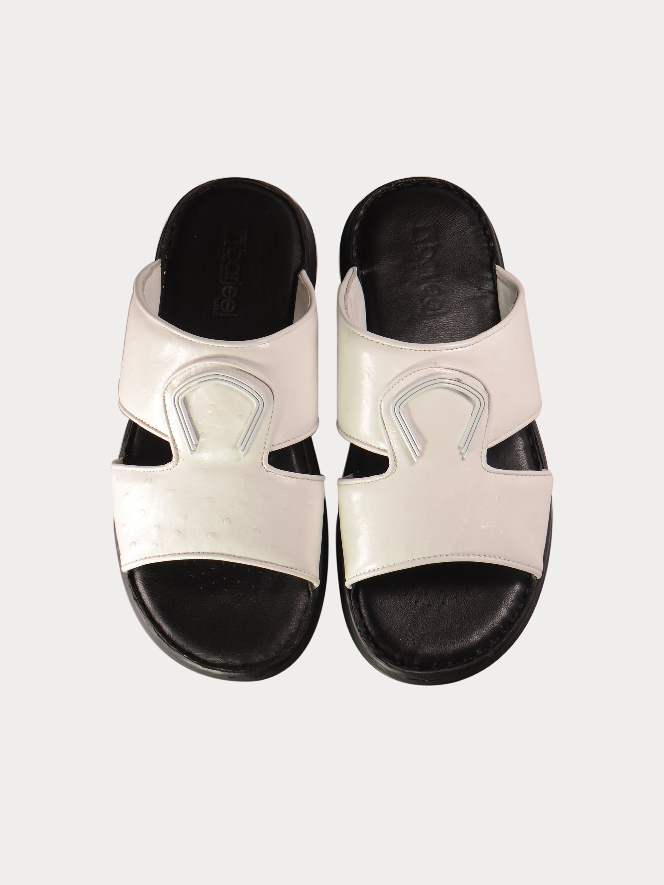 Barjeel Uno Caulkin Buckle Arabic Sandals #color_White