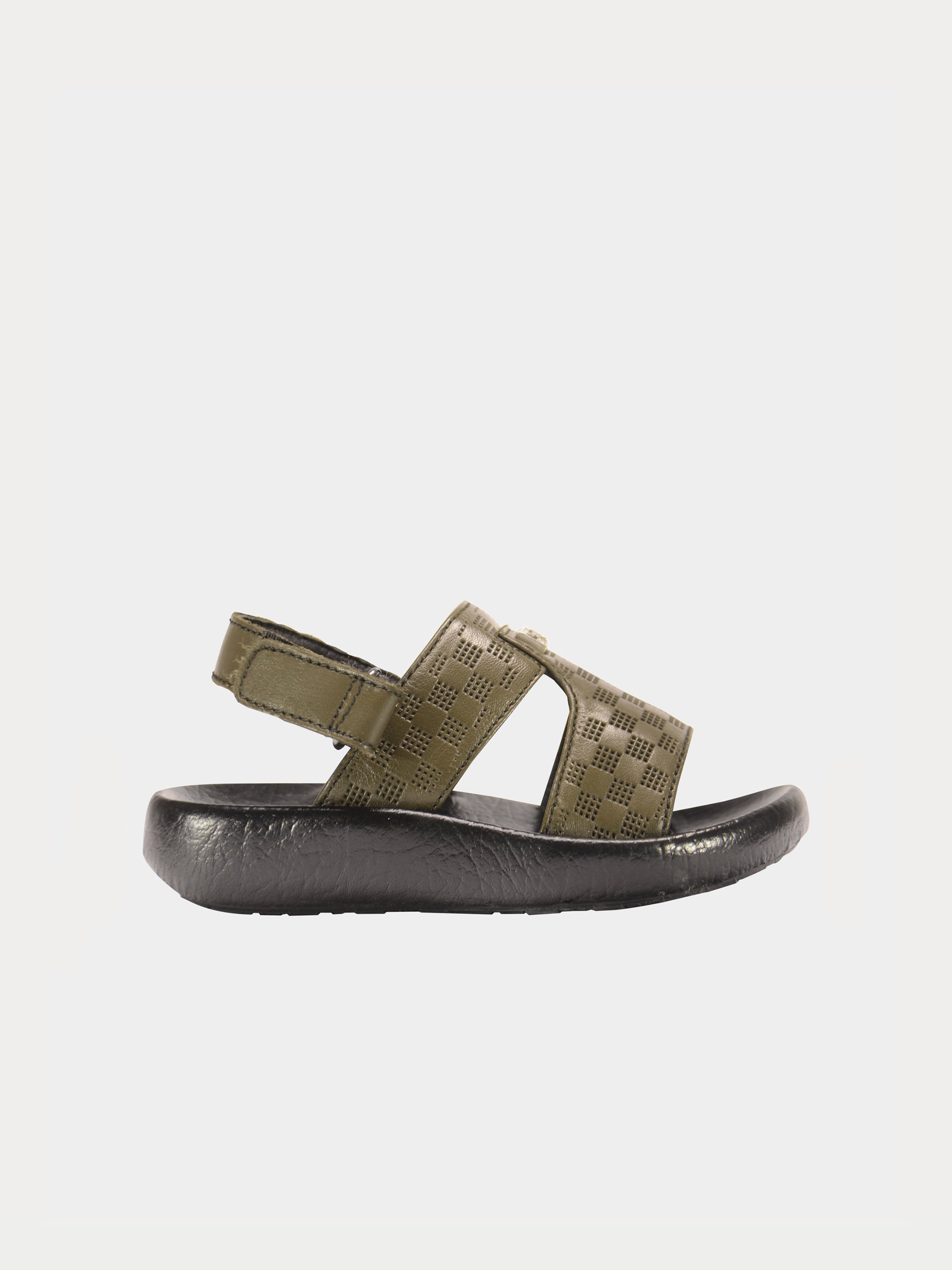 Barjeel Uno 2190510 Checked Slingback Arabic Leather Sandals #color_Green