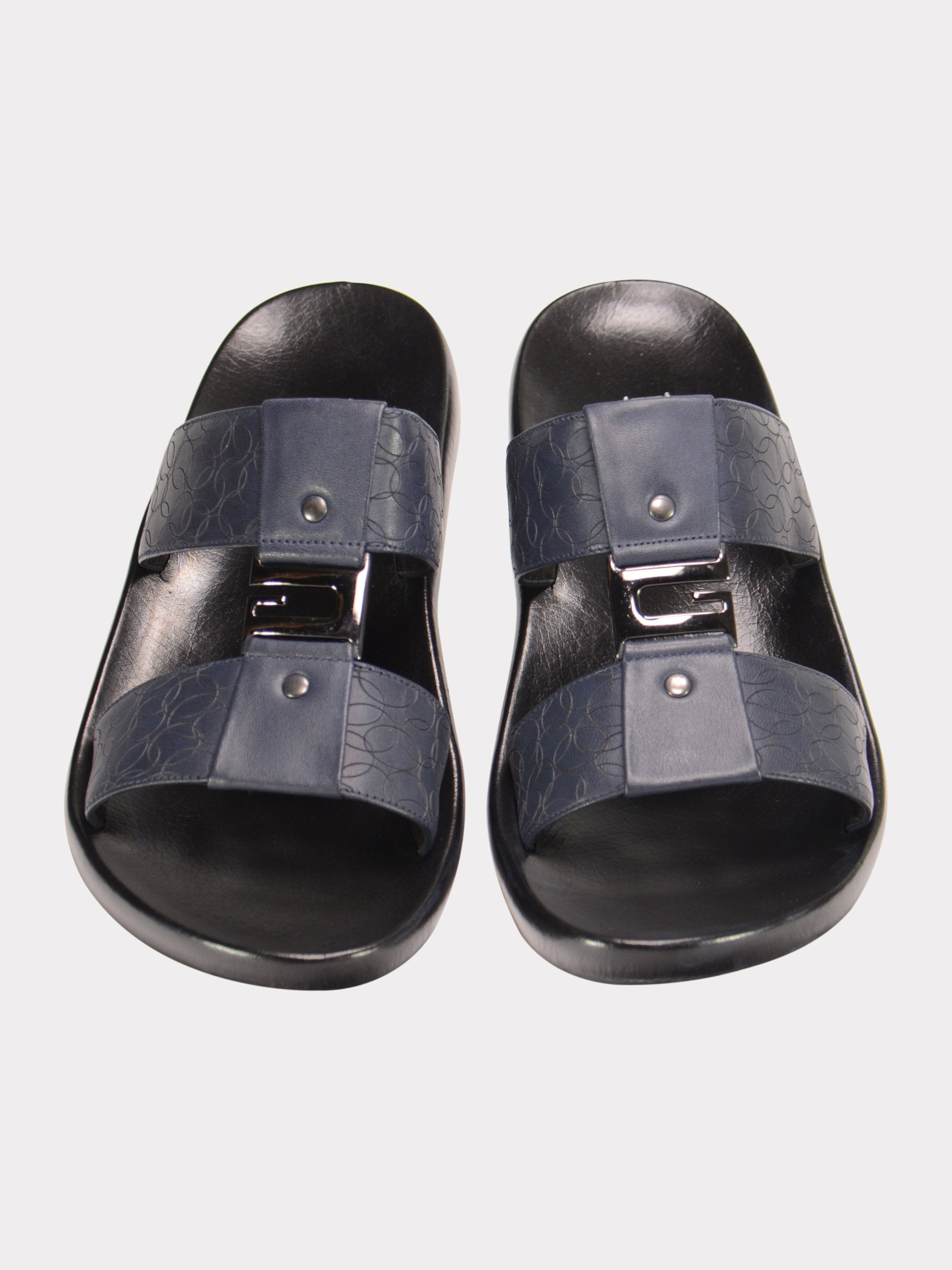 Barjeel Uno 0192110 Circle Print G Buckle Arabic Sandals #color_Navy