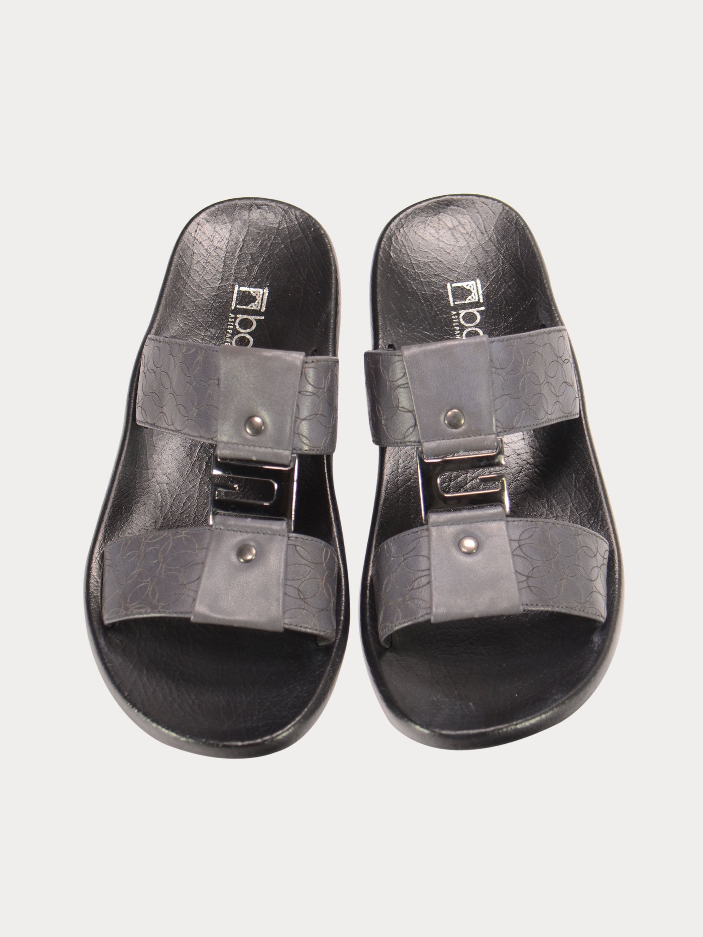Barjeel Uno 0192110 Circle Print G Buckle Arabic Sandals #color_Grey