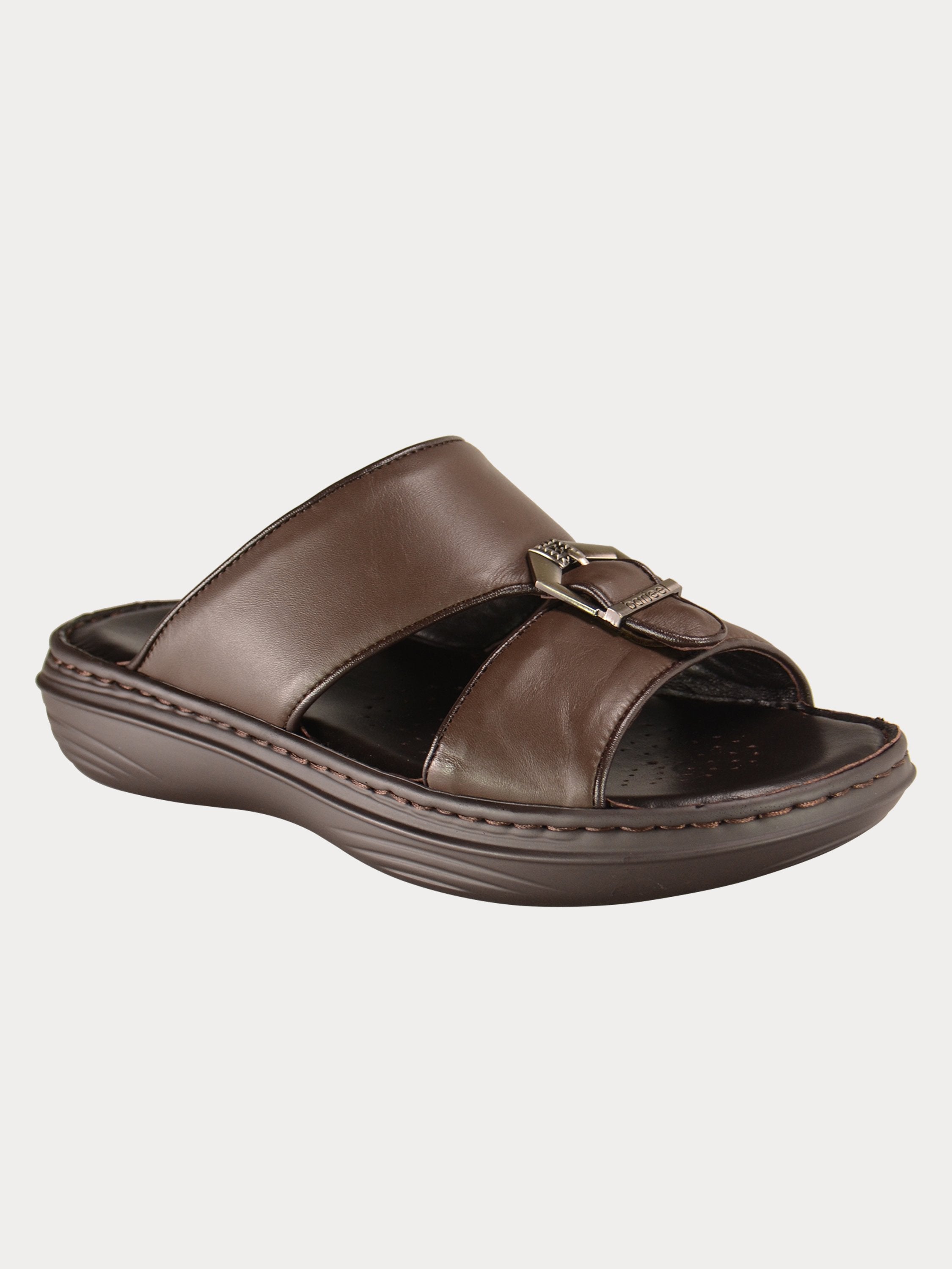 Barjeel Uno 21410025 Classic Top Buckle Arabic Sandals #color_Brown