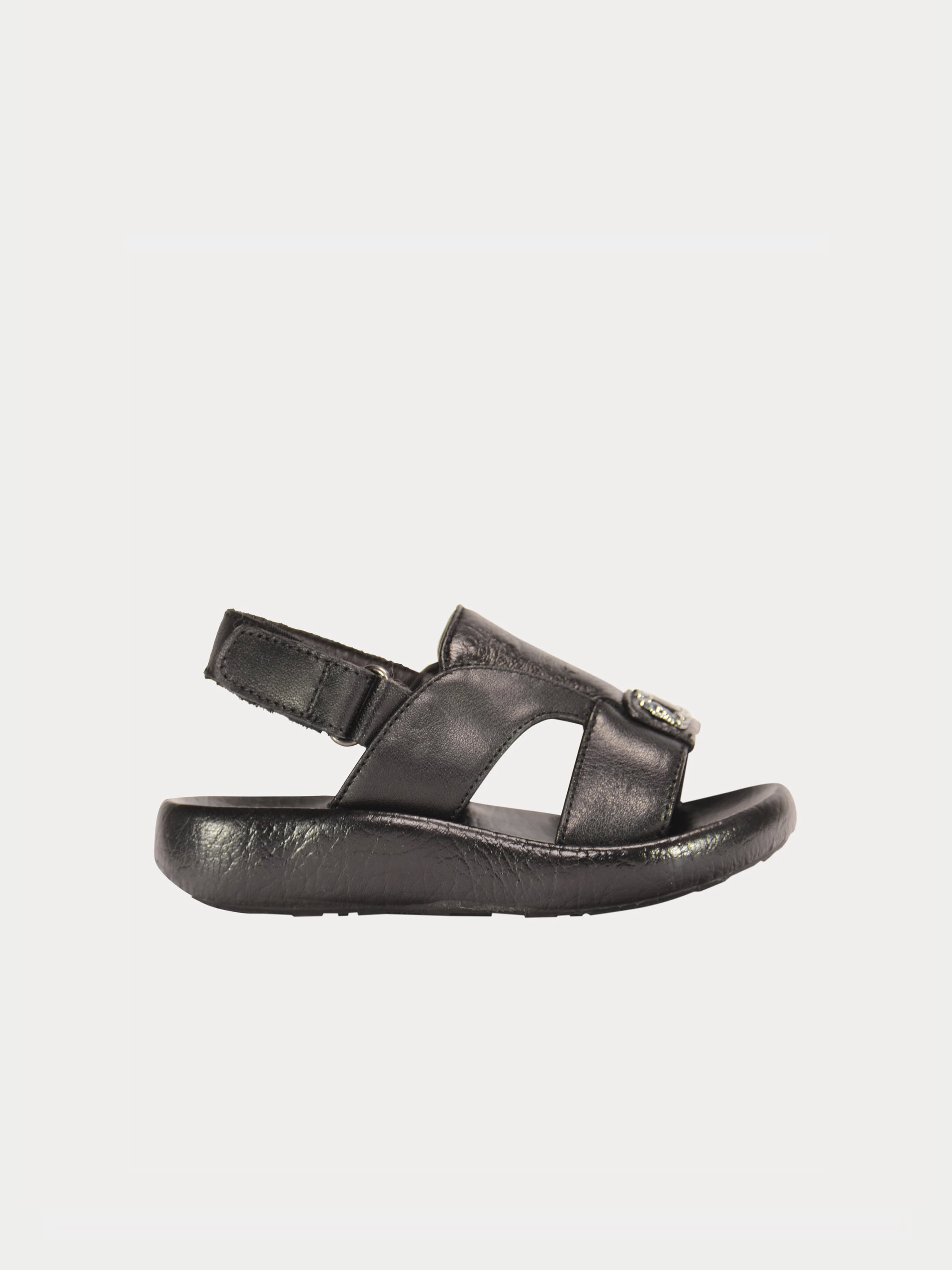 Barjeel Uno 2190600 Croc Effect Slingback Arabic Leather Sandals #color_Black