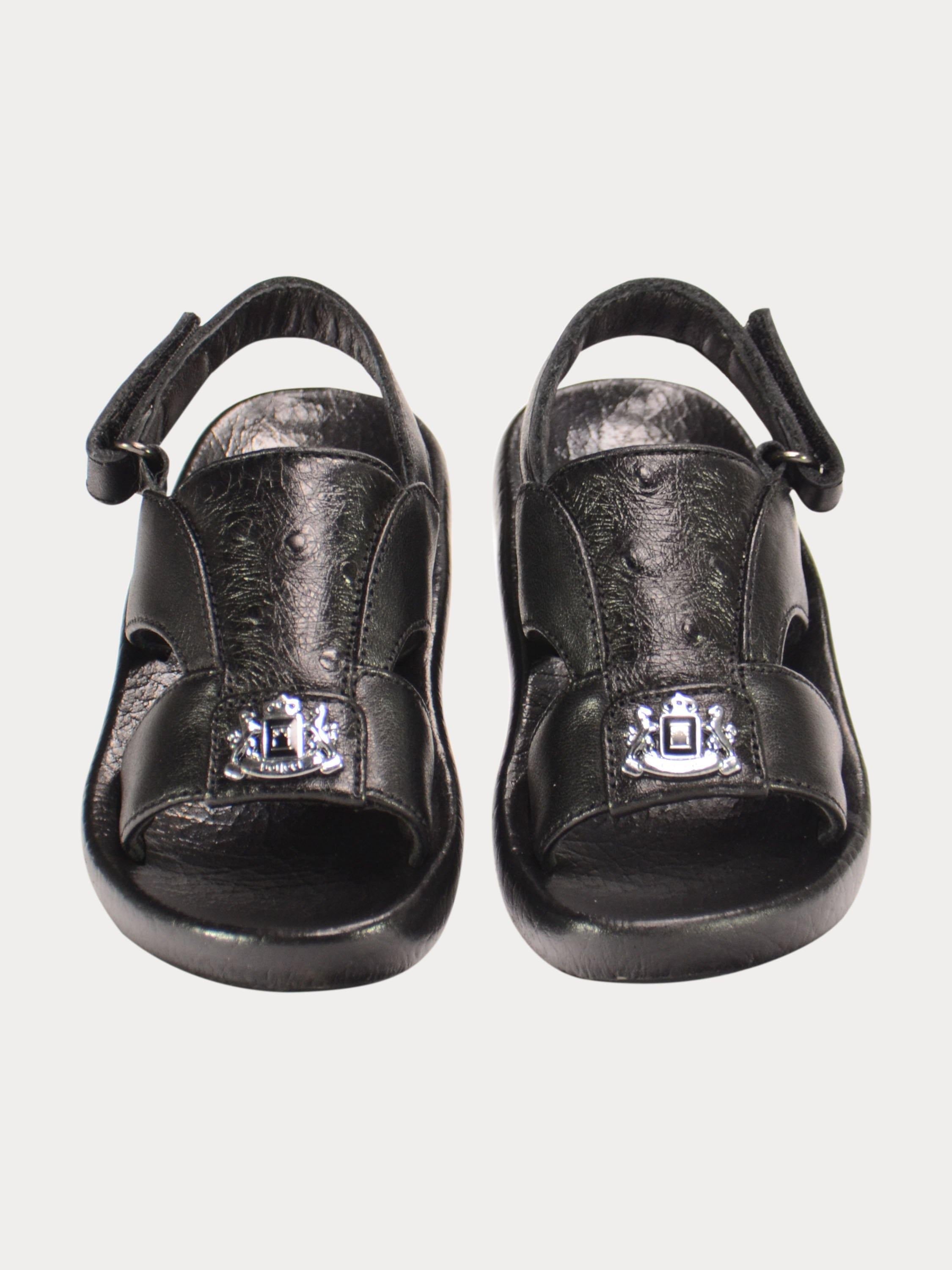 Barjeel Uno 2190600 Croc Effect Slingback Arabic Leather Sandals #color_Black