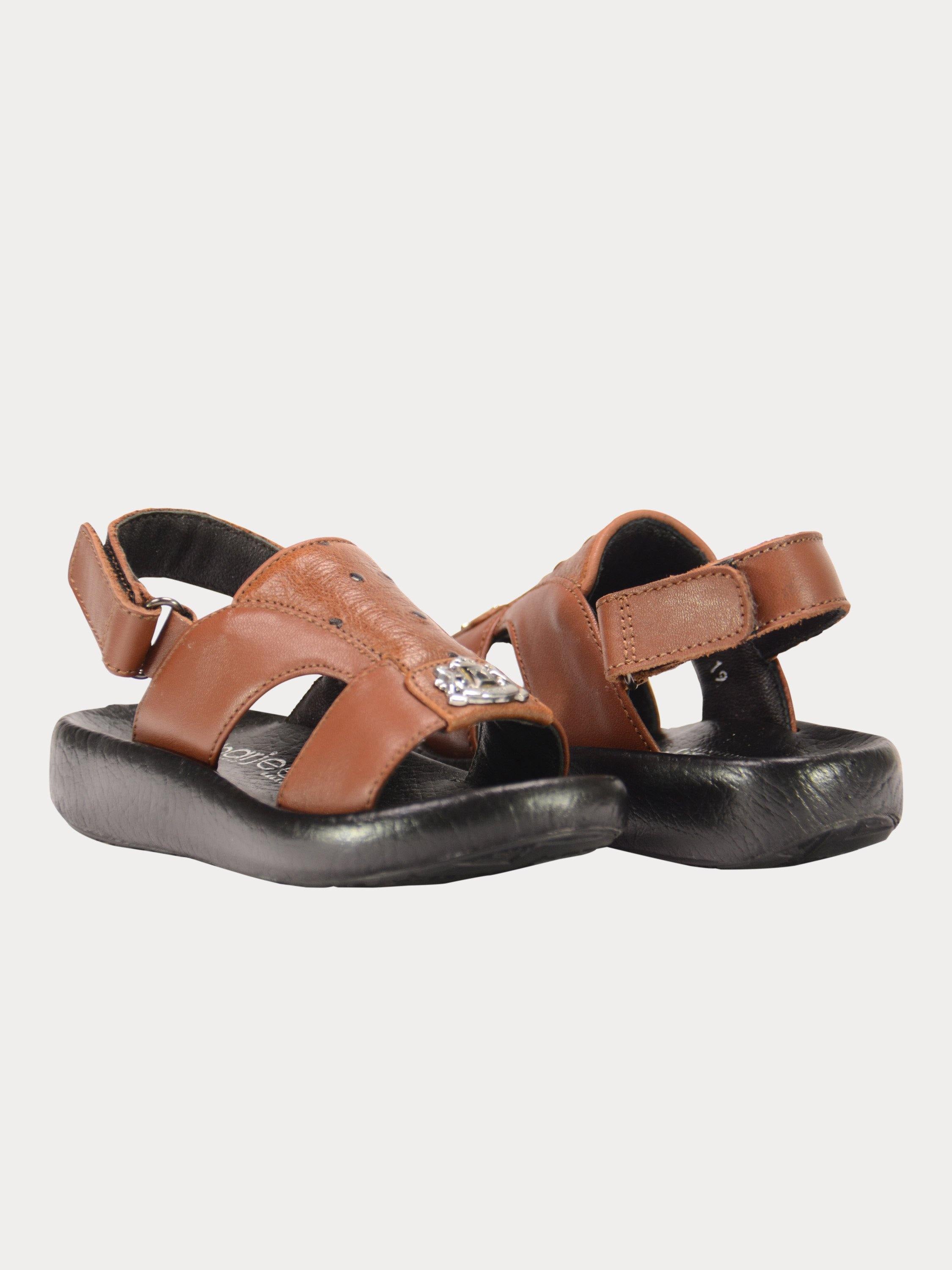 Barjeel Uno 2190600 Croc Effect Slingback Arabic Leather Sandals #color_Brown