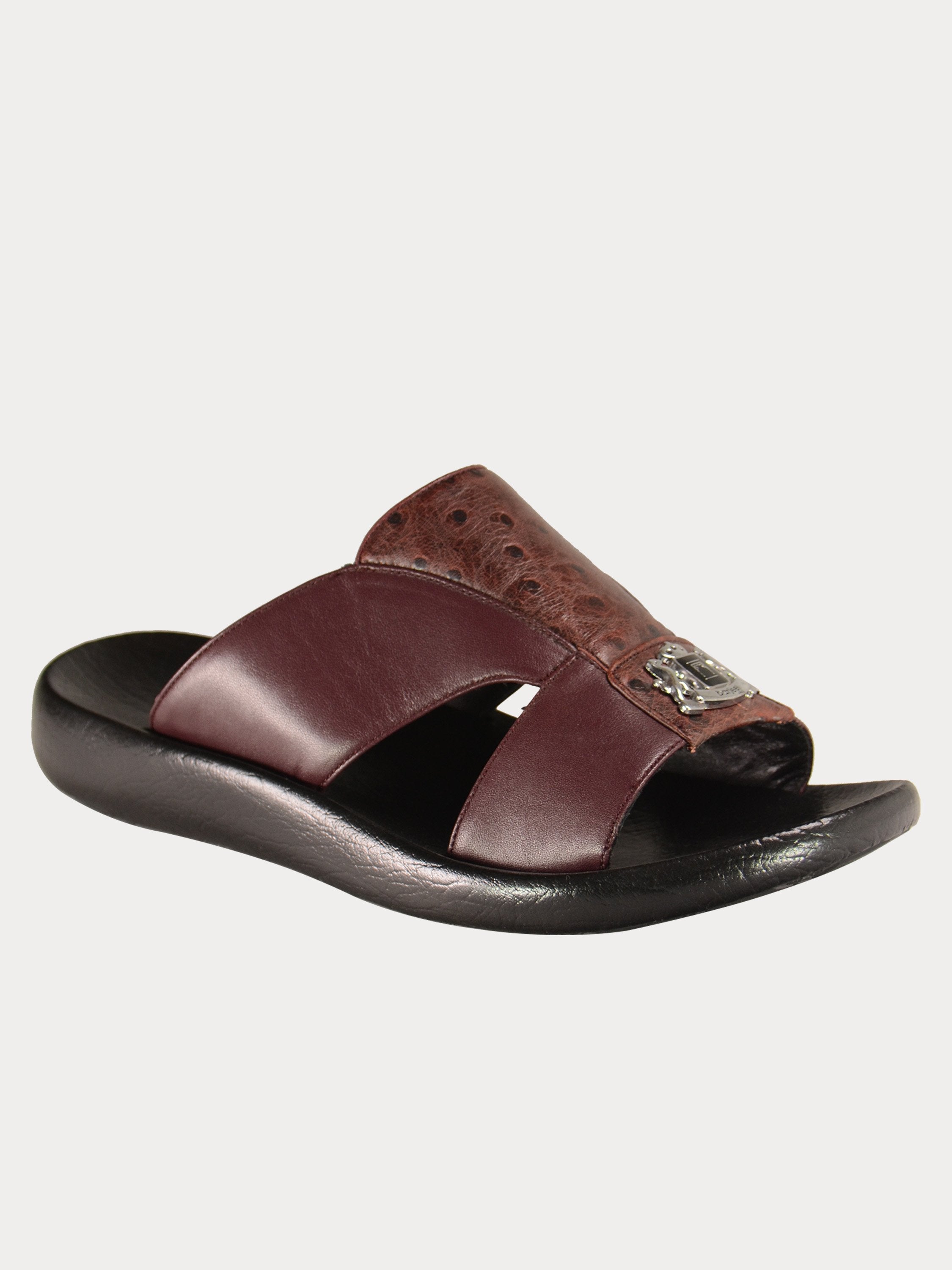 Barjeel Uno 3190600 Croc Pattern Strip Arabic Leather Sandals #color_Maroon