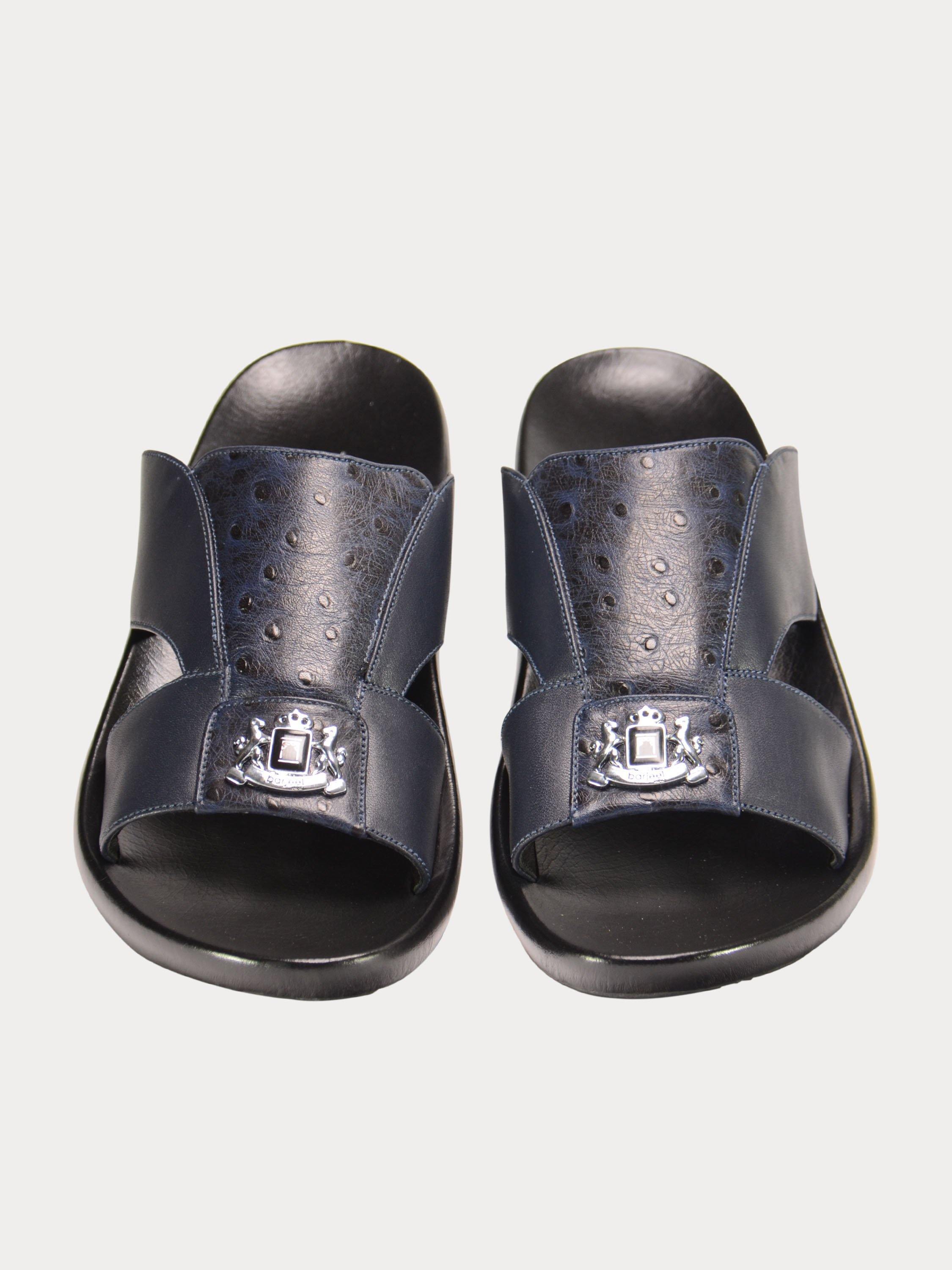 Barjeel Uno 3190600 Croc Pattern Strip Arabic Leather Sandals #color_Navy