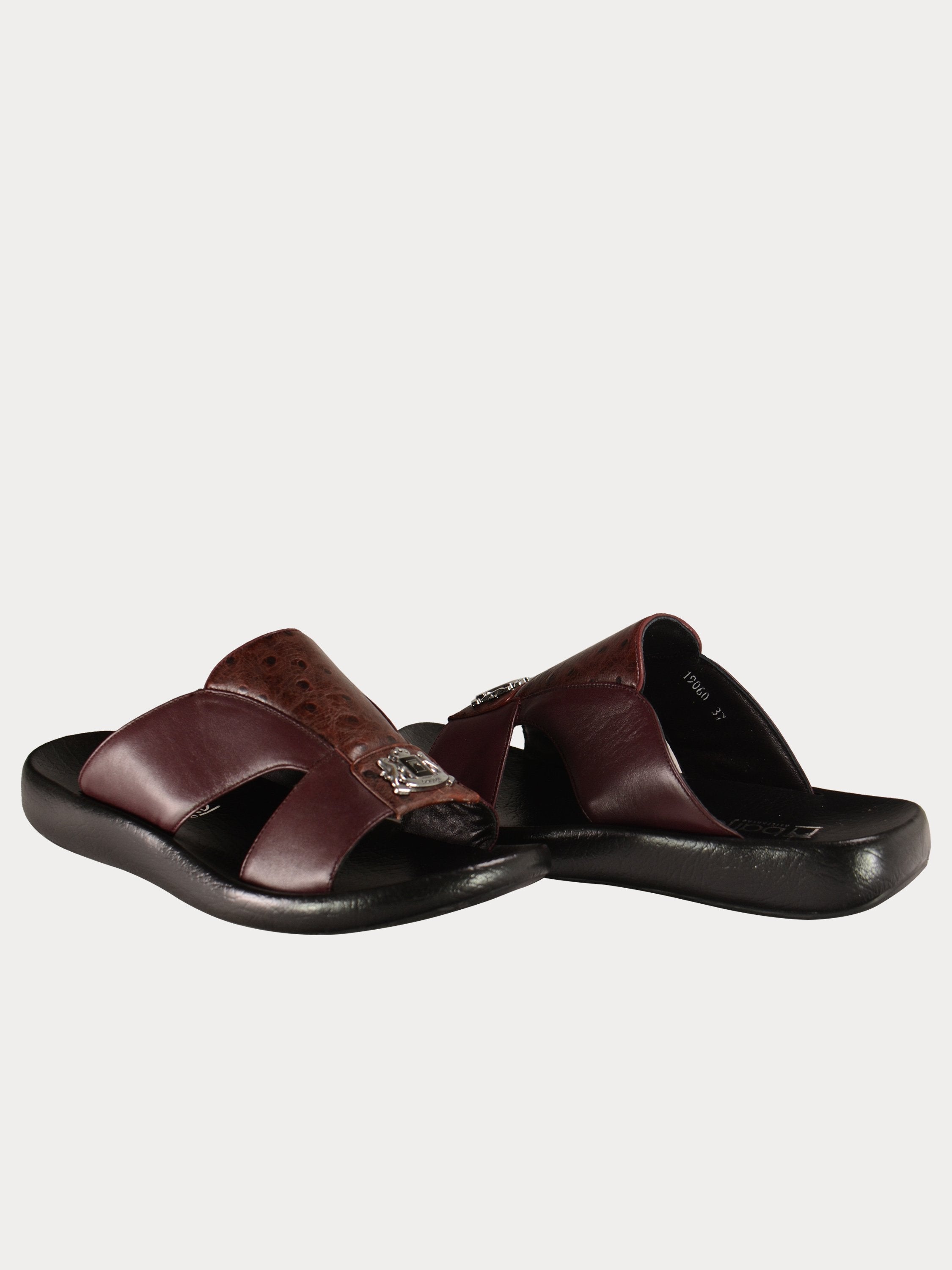 Barjeel Uno 3190600 Croc Pattern Strip Arabic Leather Sandals #color_Maroon