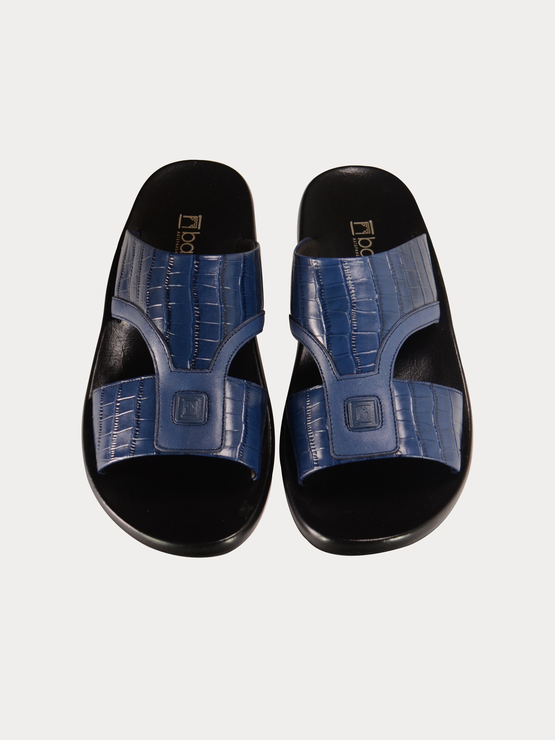 Barjeel Uno A197071 Croco Arabic Leather Sandals #color_Blue