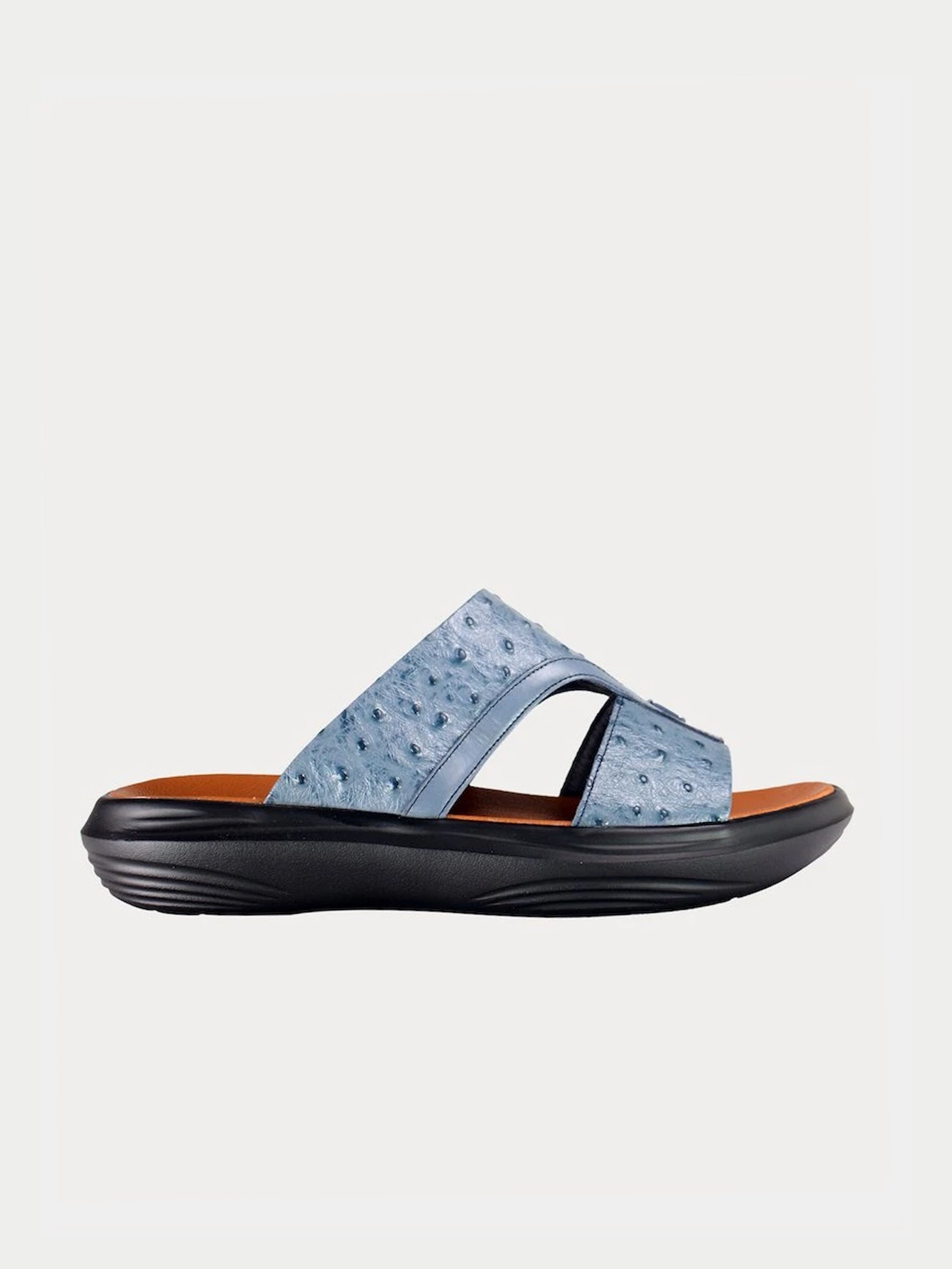Barjeel Uno B197073 Croco Embossed Logo Arabic Sandals #color_Grey