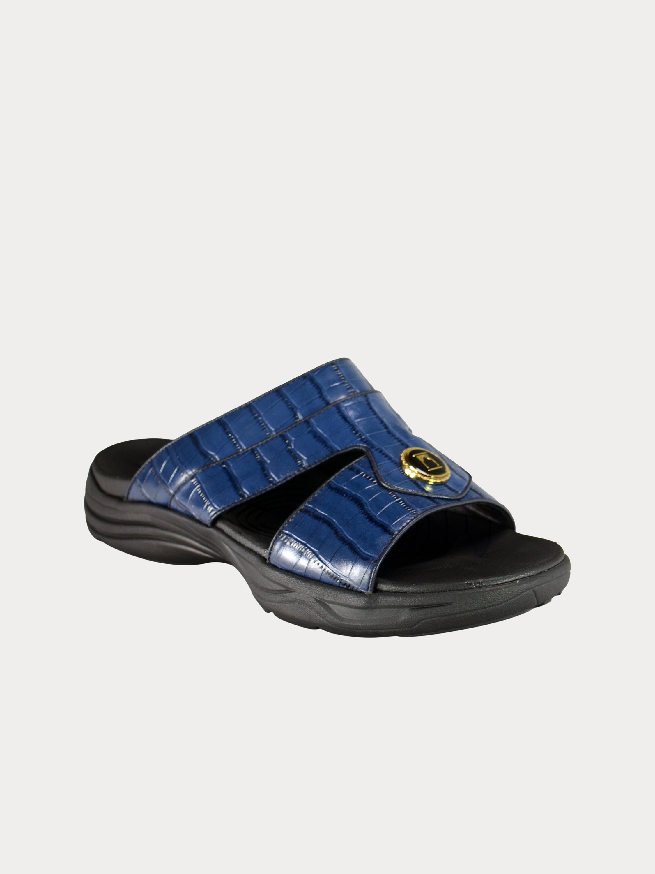 Barjeel Uno D197123 Croco Round Buckle Arabic Sandals #color_Blue