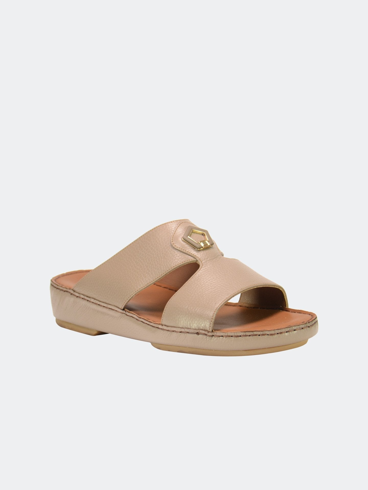 Barjeel Uno 004128 Diamond Buckle Arabic Leather Sandals #color_Grey