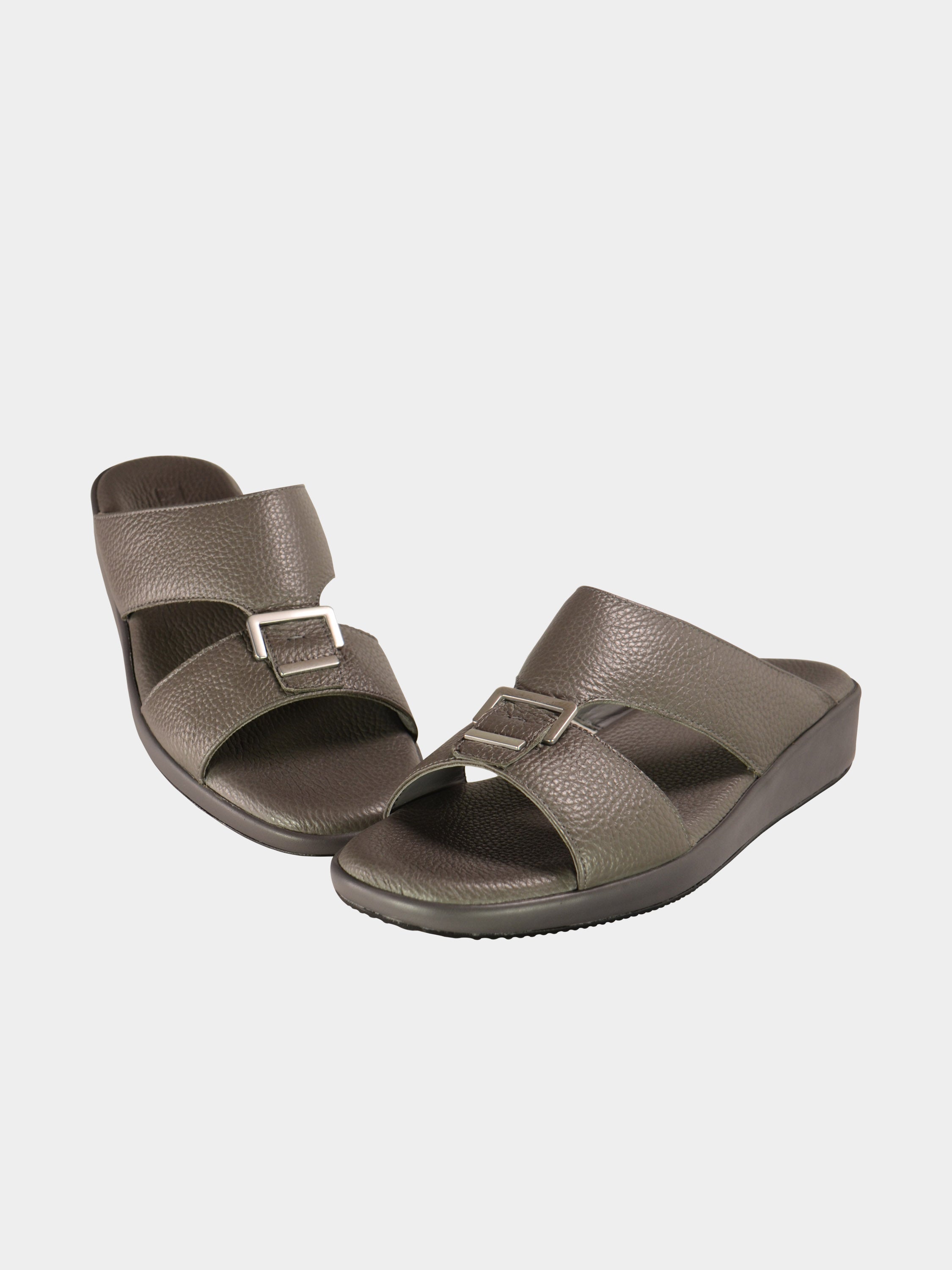 Barjeel Uno BGT-02 Grain Top Buckle Arabic Sandals #color_Grey
