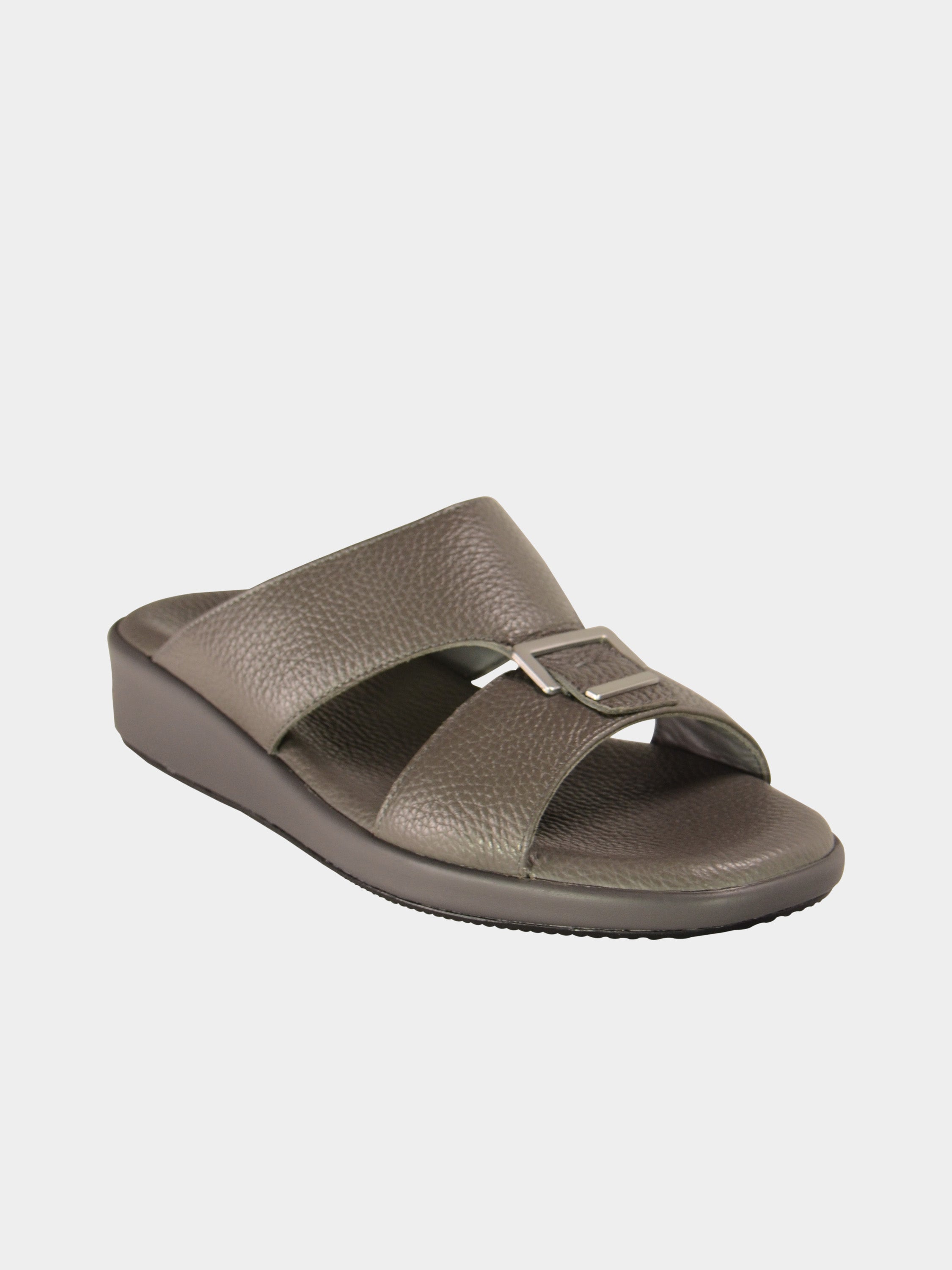 Barjeel Uno BGT-02 Grain Top Buckle Arabic Sandals #color_Grey