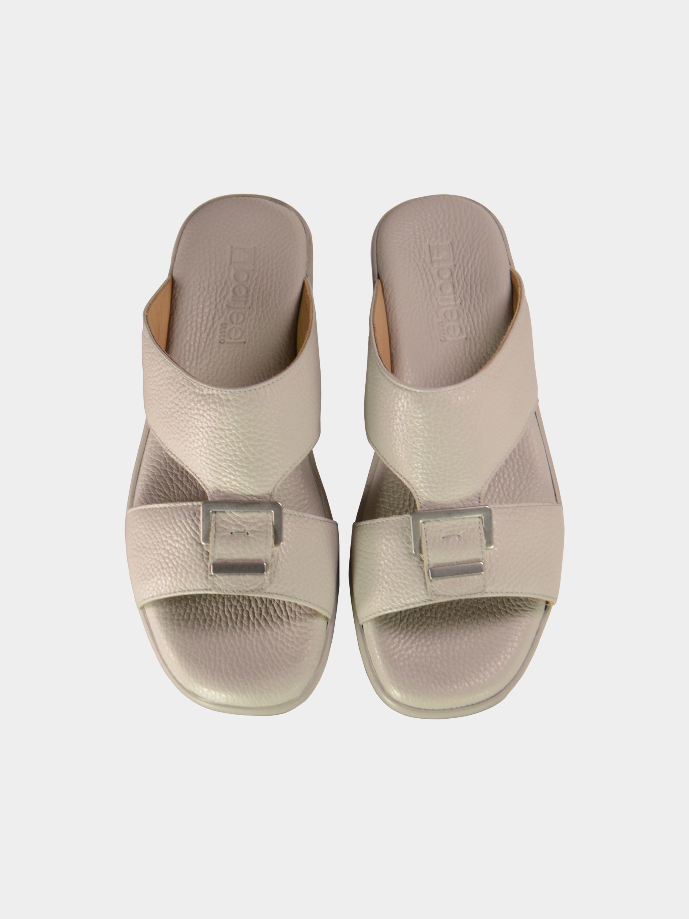 Barjeel Uno BGT-02 Grain Top Buckle Arabic Sandals #color_Light Beige