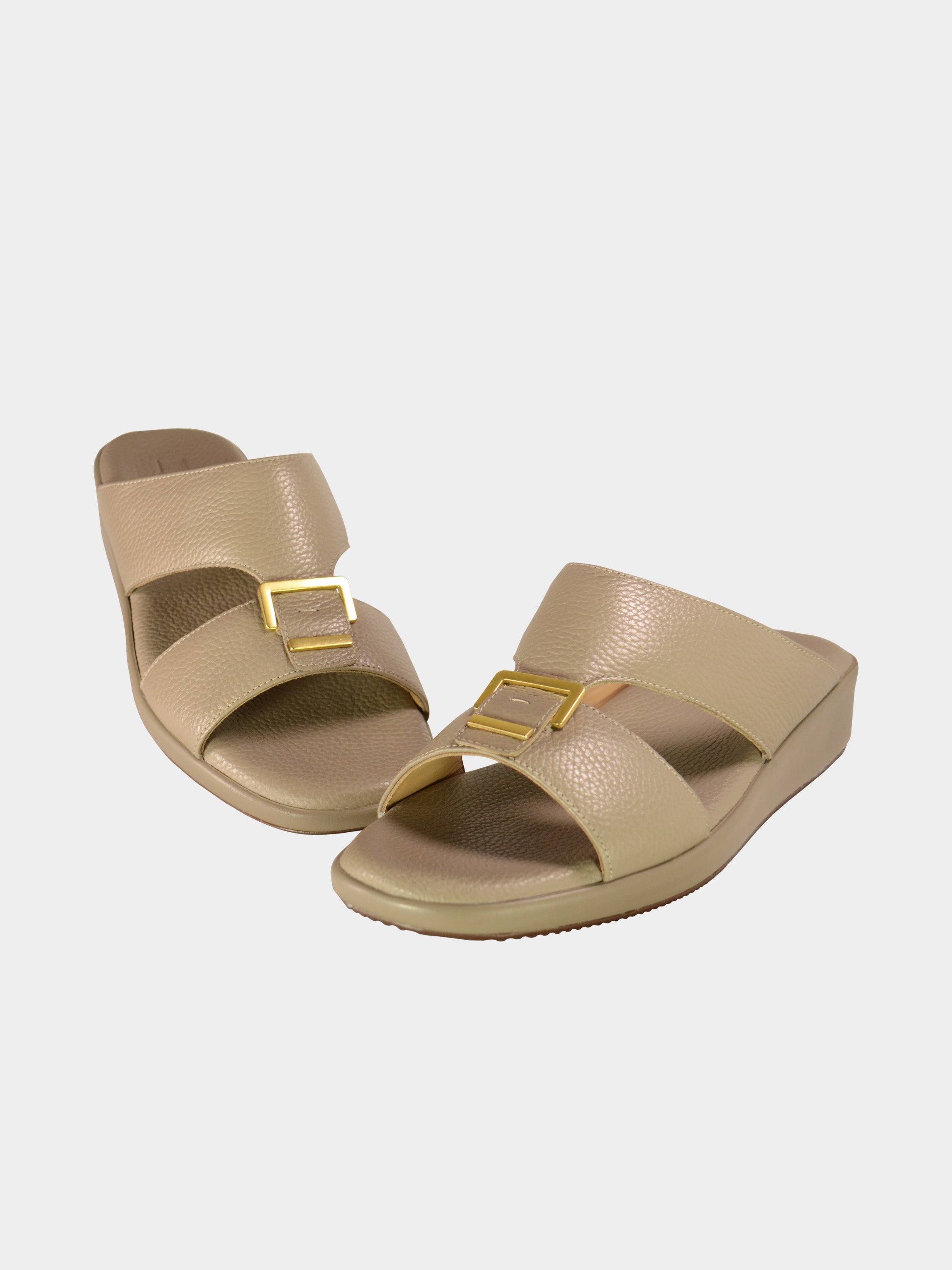 Barjeel Uno BGT-02 Grain Top Buckle Arabic Sandals #color_Beige