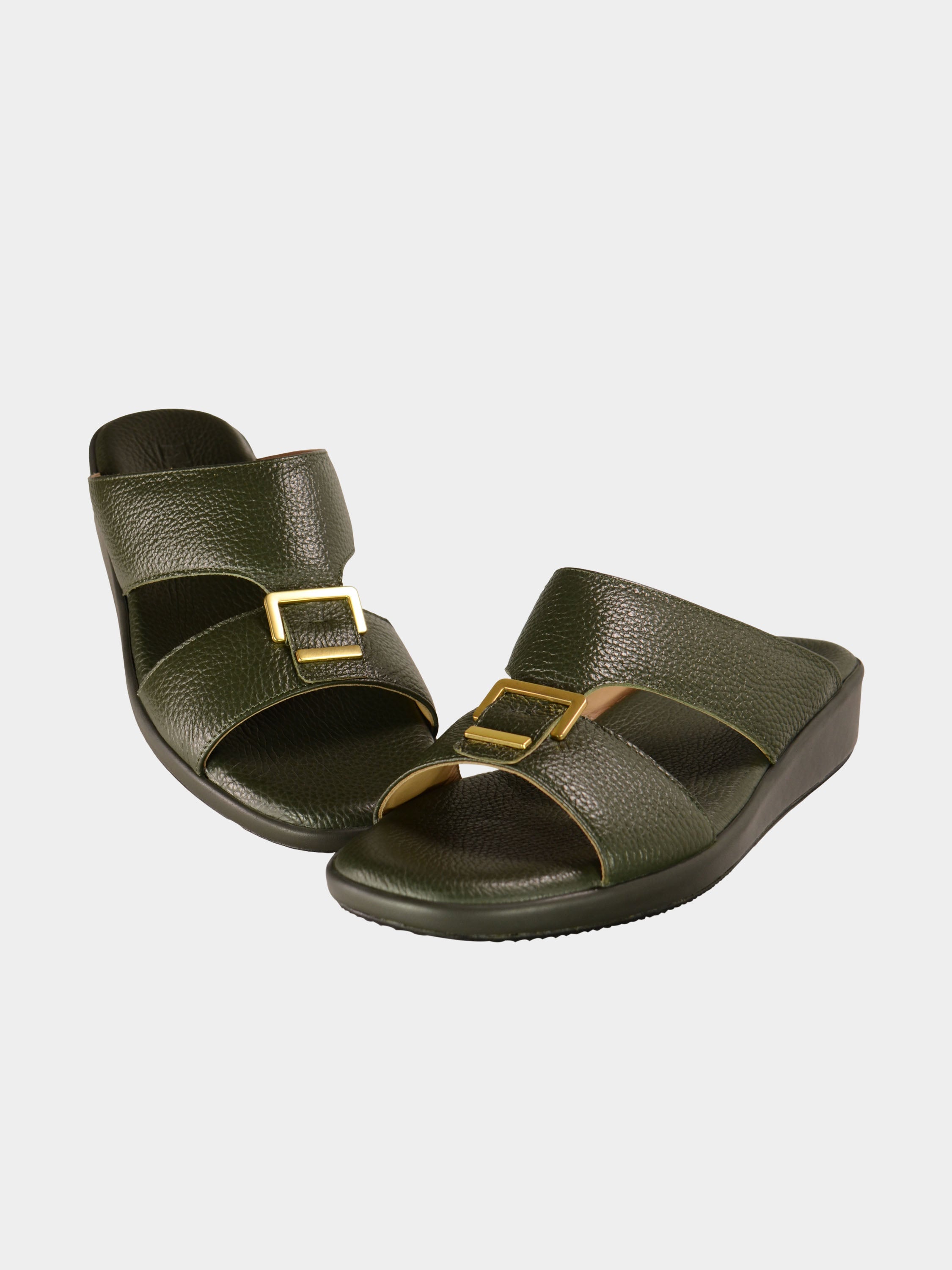 Barjeel Uno BGT-02 Grain Top Buckle Arabic Sandals #color_Green