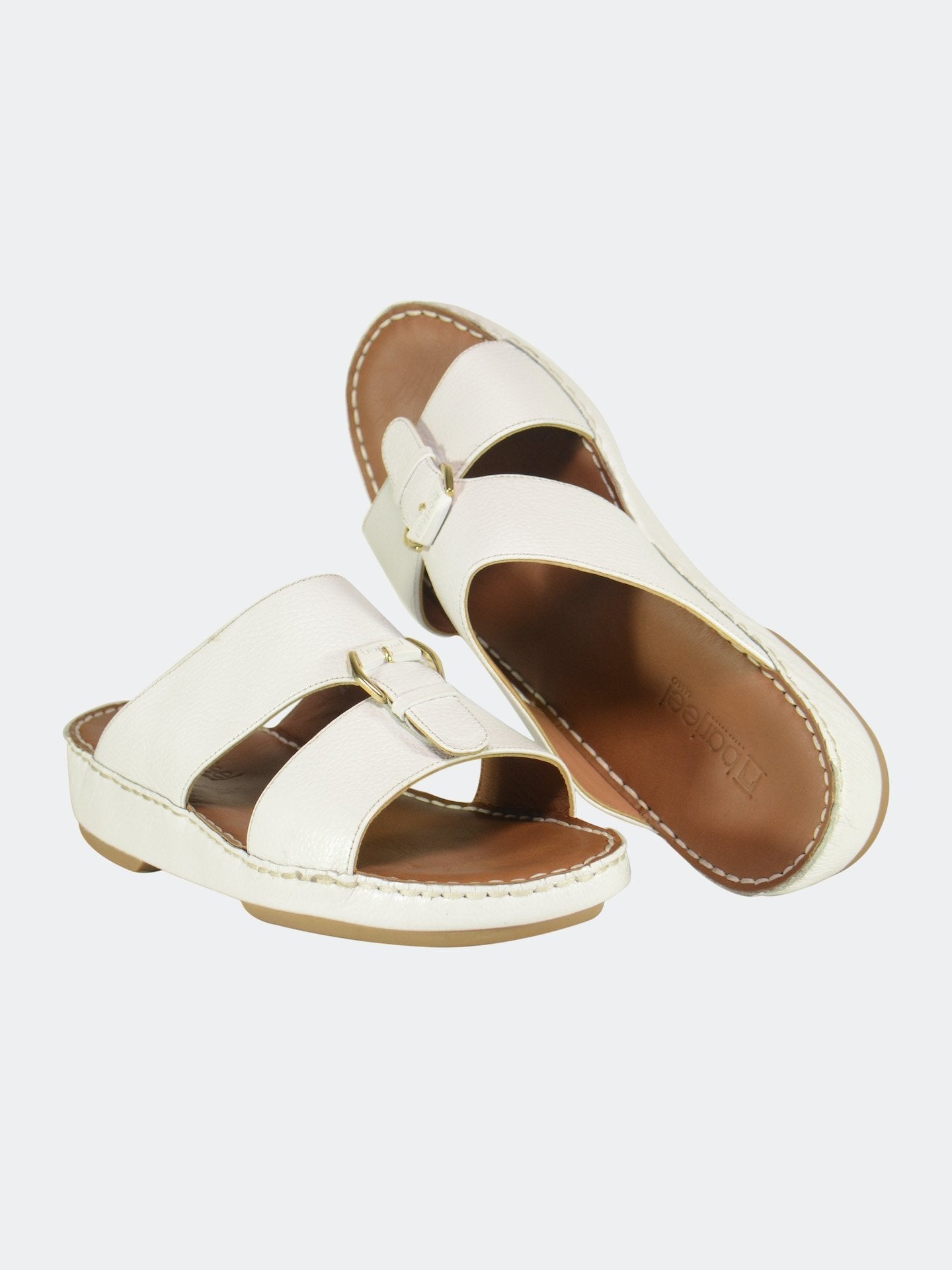 Barjeel Uno 004119 Grain Leather Arabic Sandals #color_White