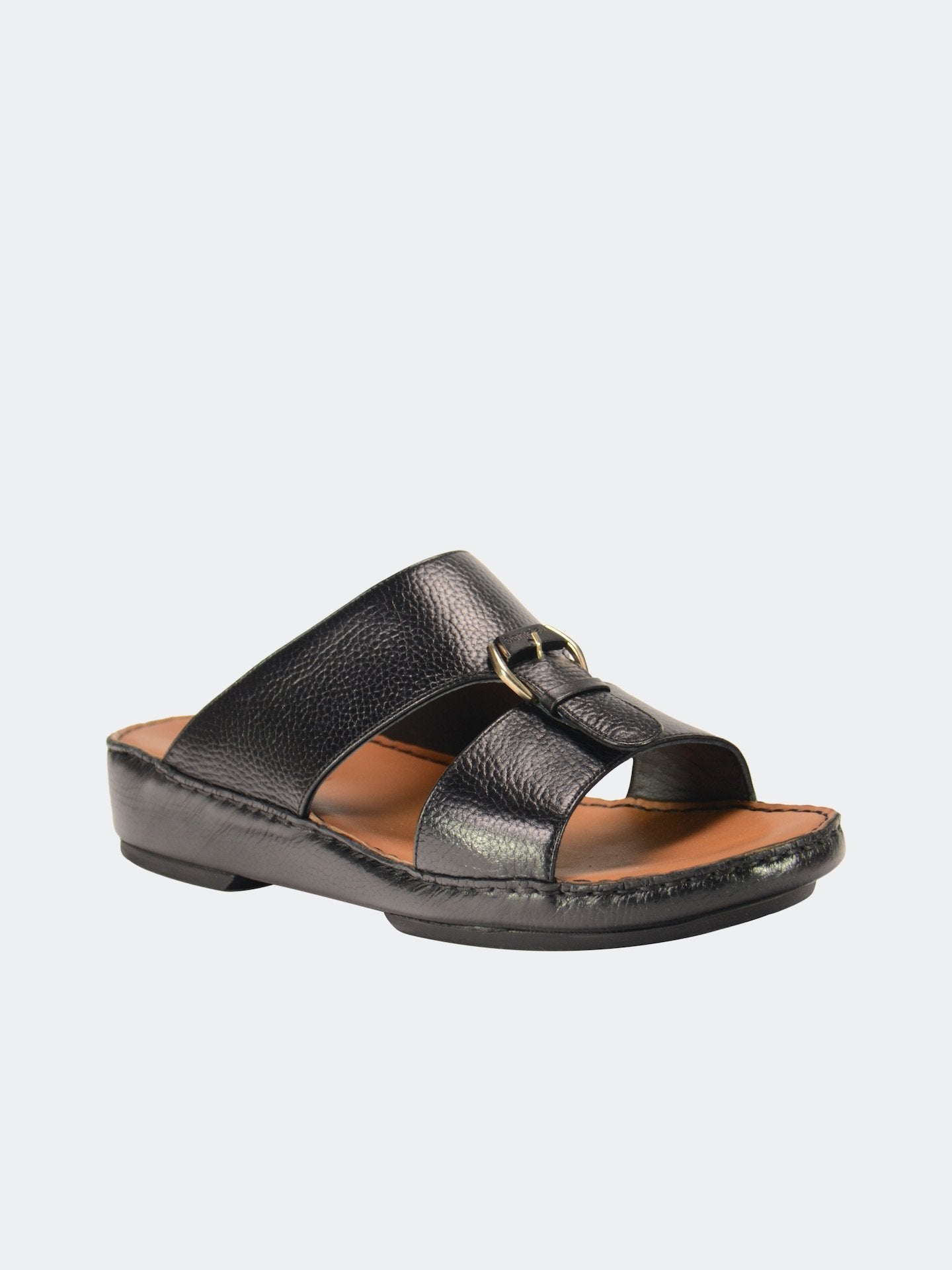 Barjeel Uno 004119 Grain Leather Arabic Sandals #color_Black