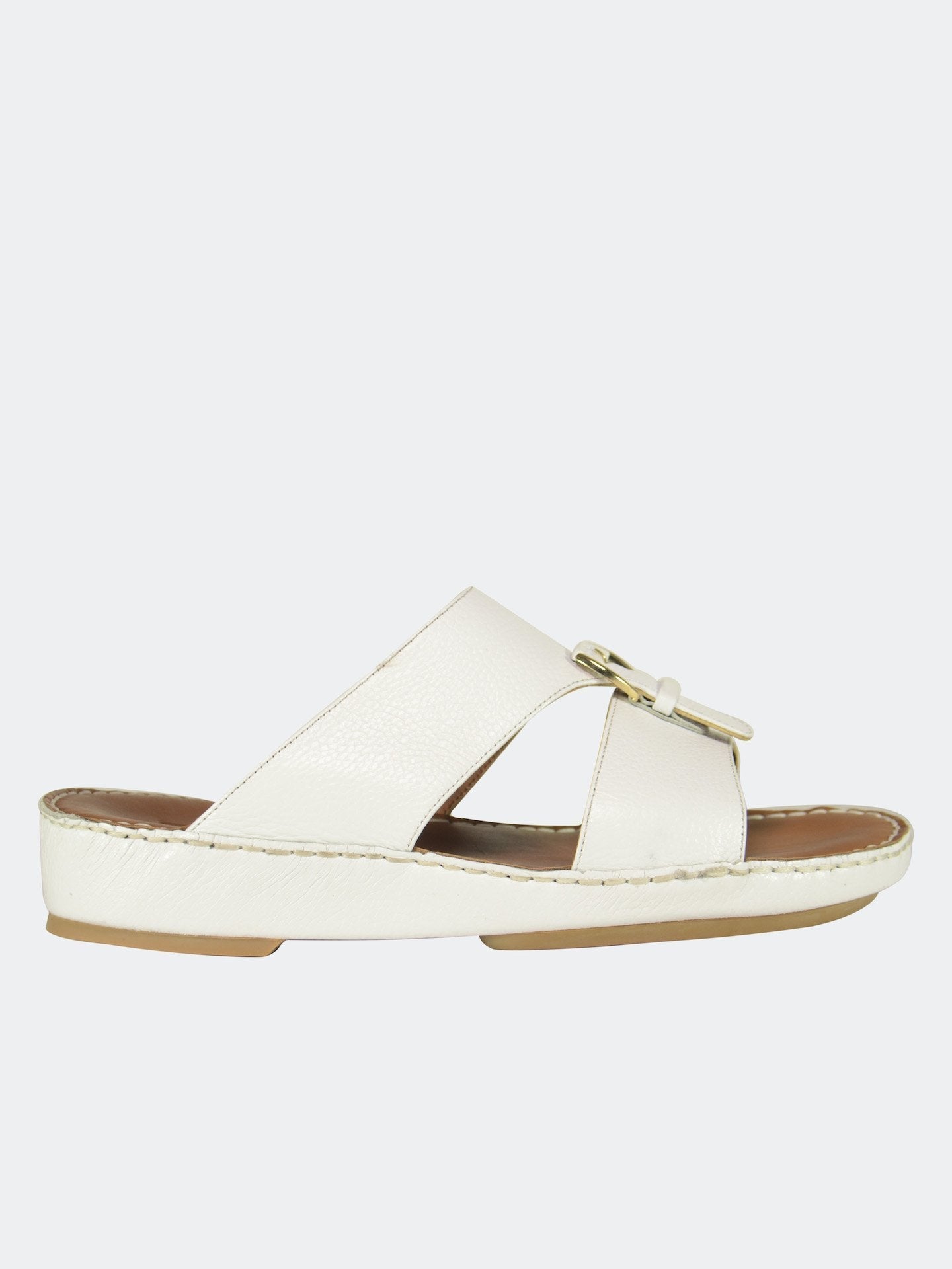 Barjeel Uno 004119 Grain Leather Arabic Sandals #color_White