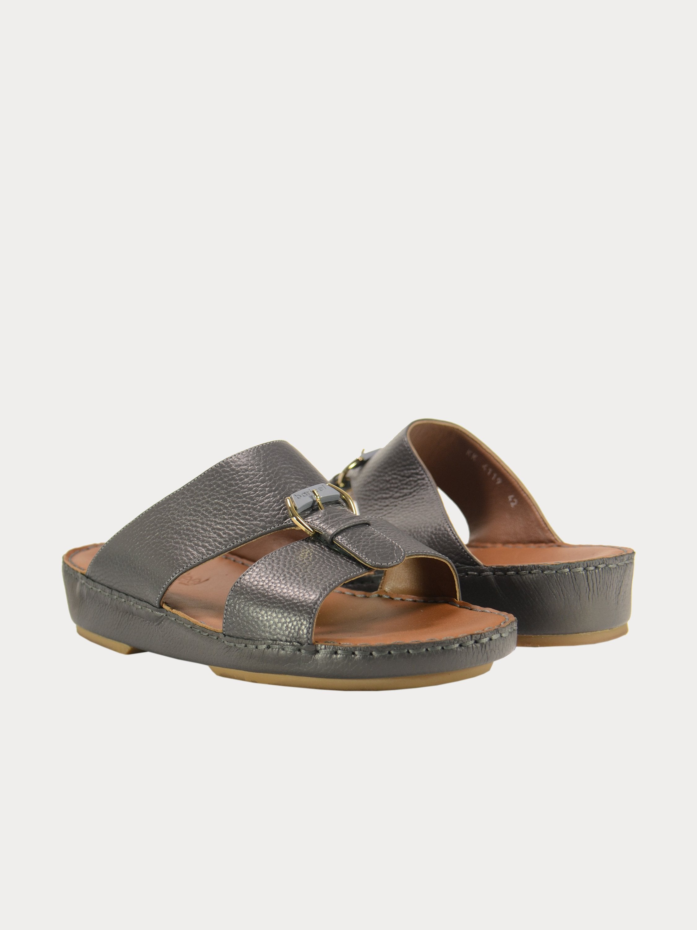 Barjeel Uno 004119 Grain Leather Arabic Sandals #color_Grey