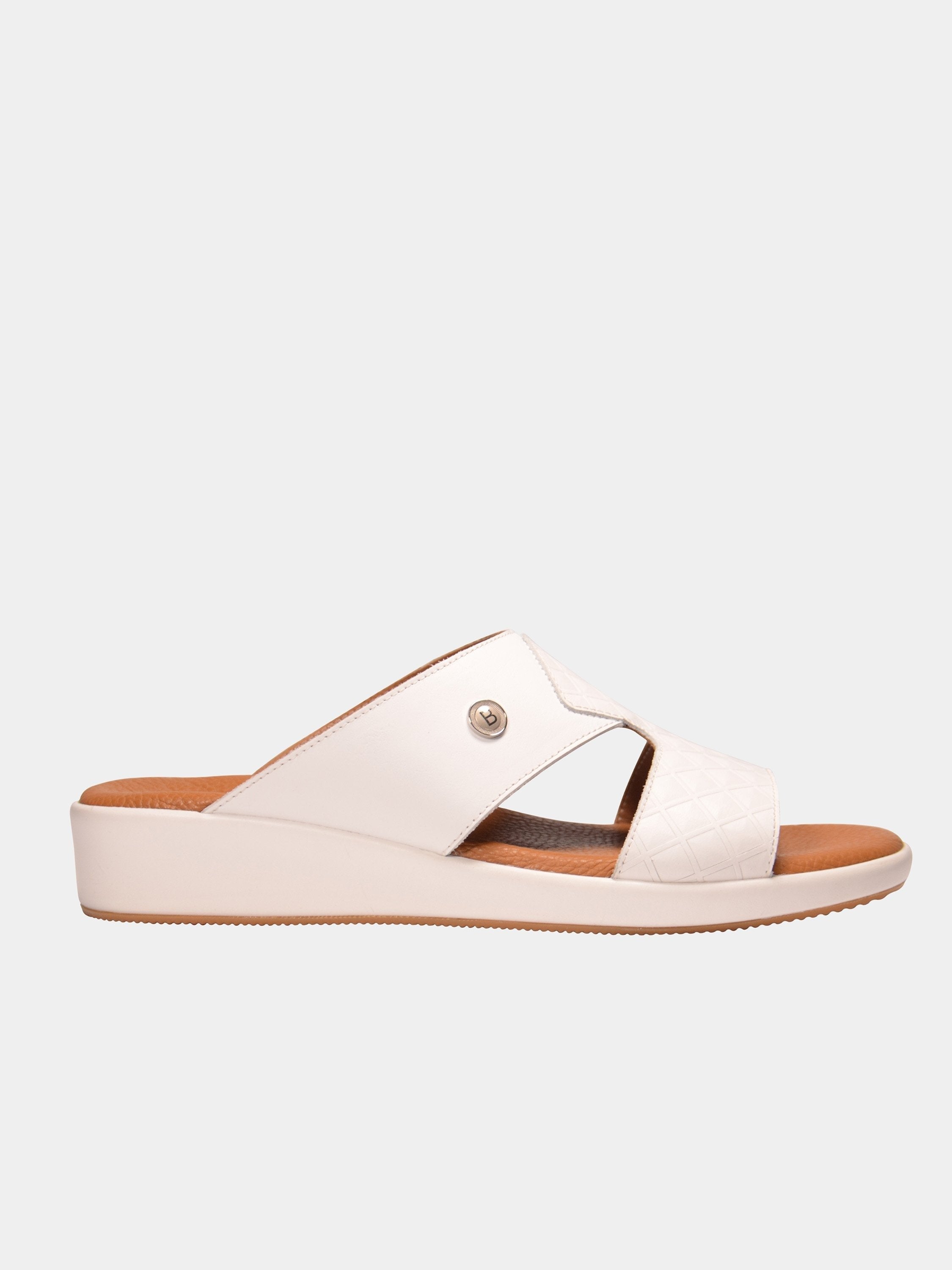Barjeel Uno 000212 Harlequin Front Detail Arabic Leather Sandals #color_White