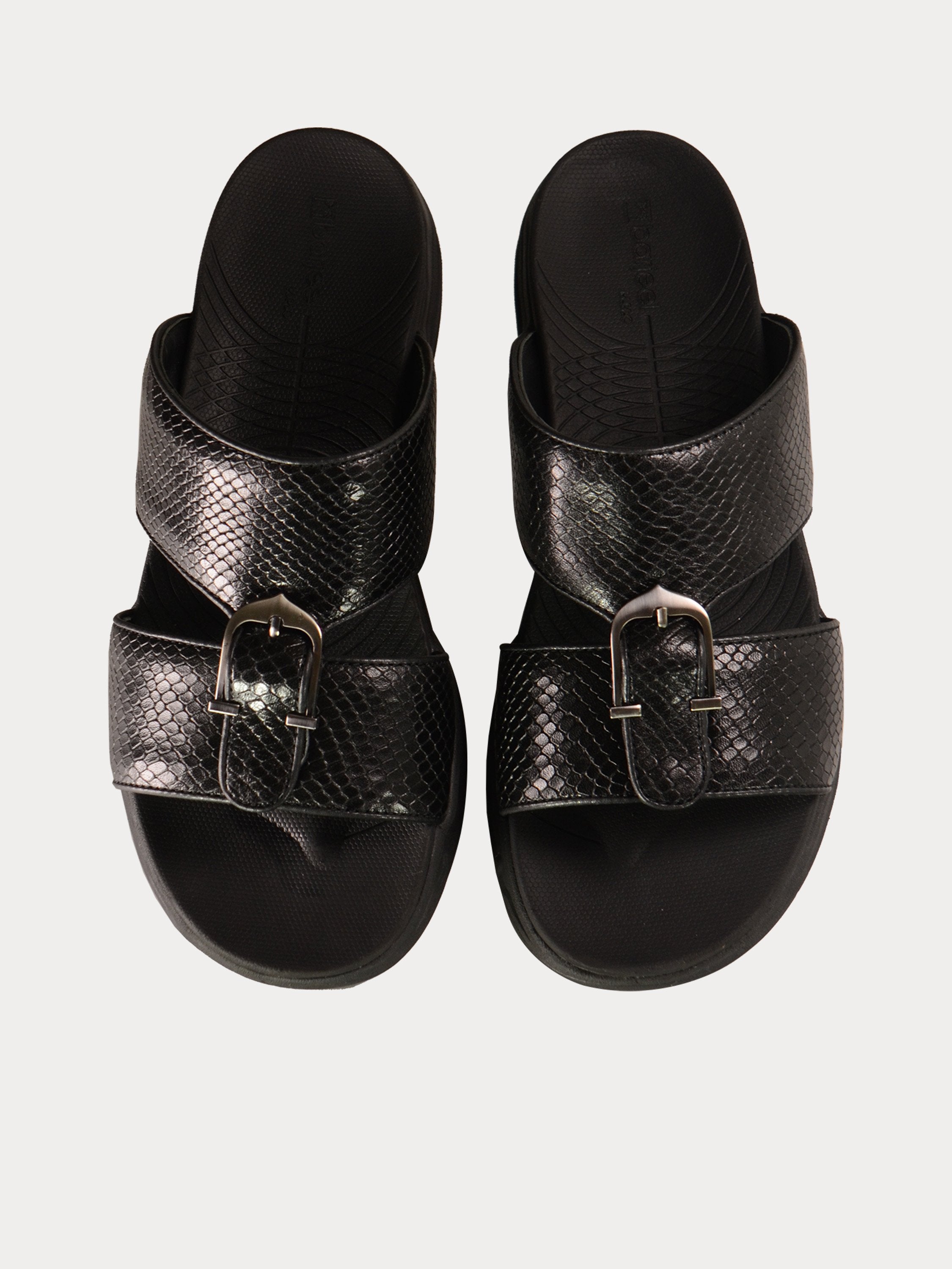 Barjeel Uno 152120 Honeycomb Pattern Arabic Sandals #color_Black