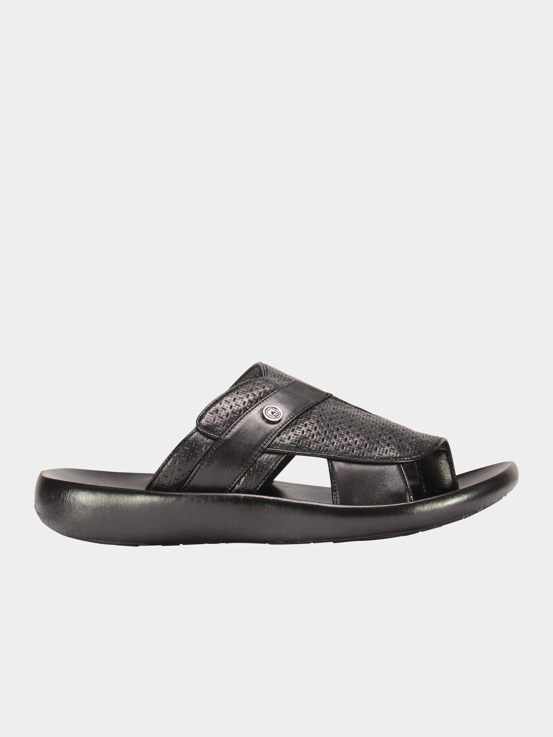 Barjeel Uno 019221 Laser Cut Detail Arabic Sandals #color_Black