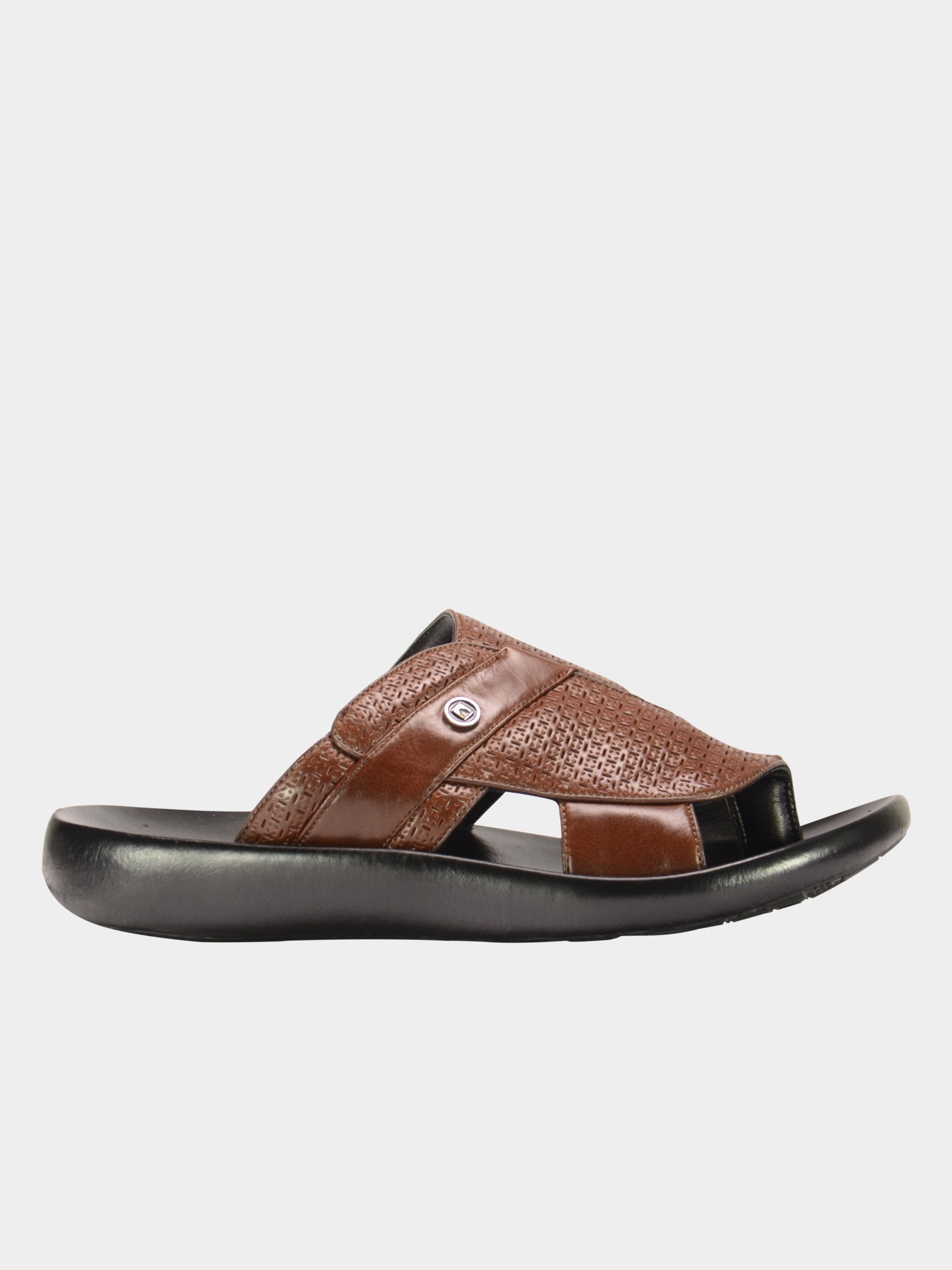 Barjeel Uno 019221 Laser Cut Detail Arabic Sandals #color_Brown