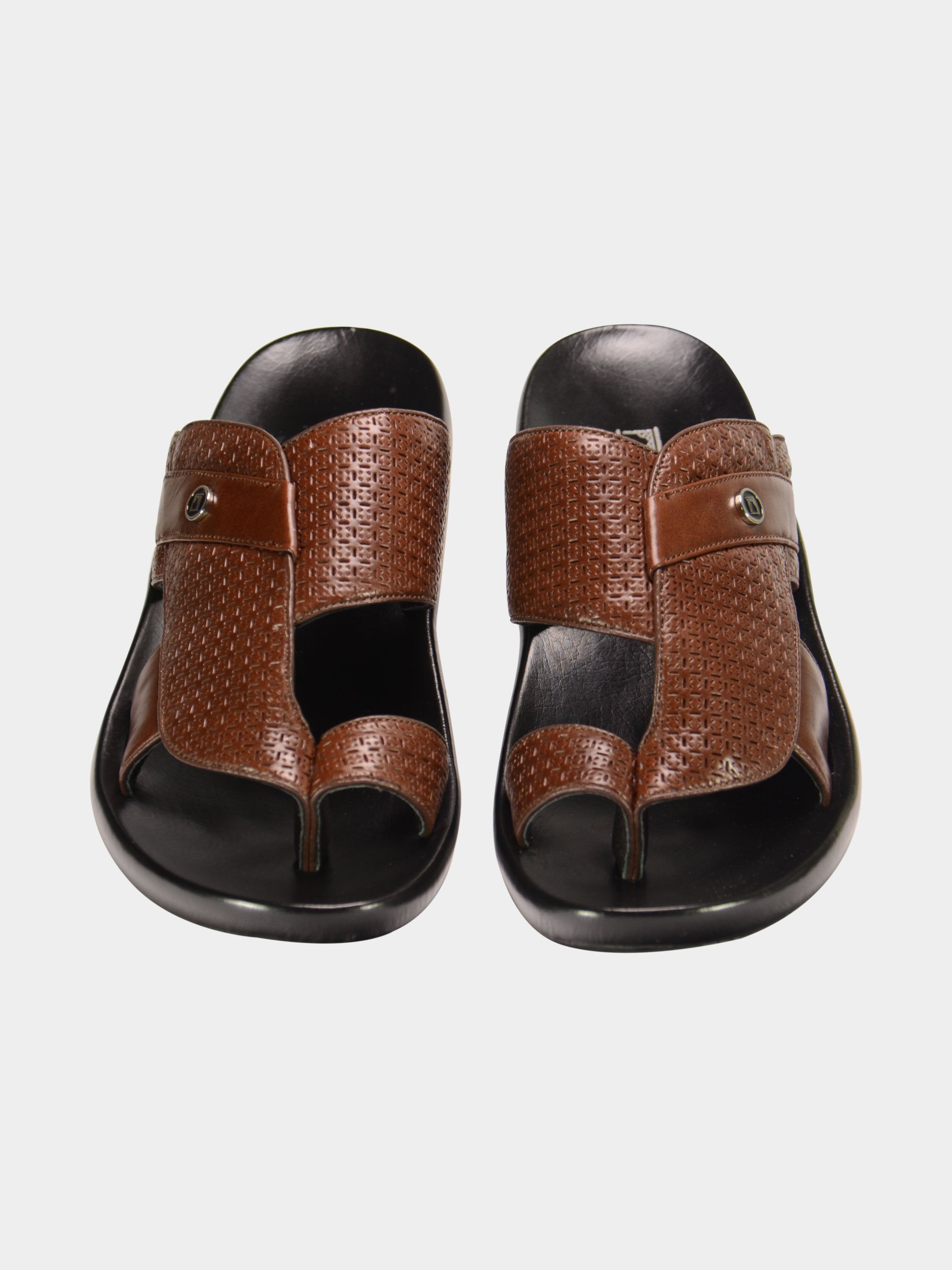 Barjeel Uno 019221 Laser Cut Detail Arabic Sandals #color_Brown