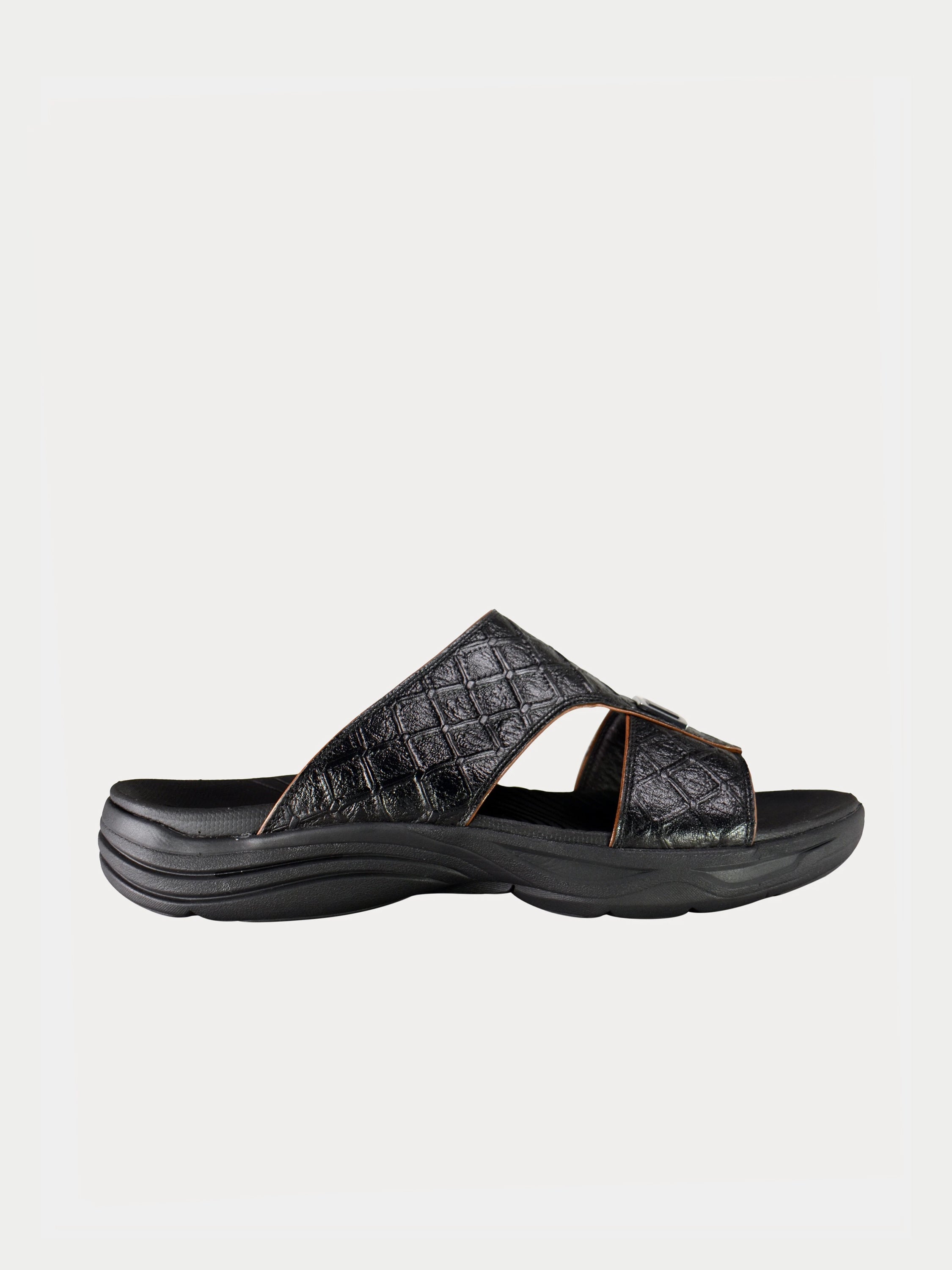 Barjeel Uno D197154 Men's Arabic Leather Sandals #color_Black