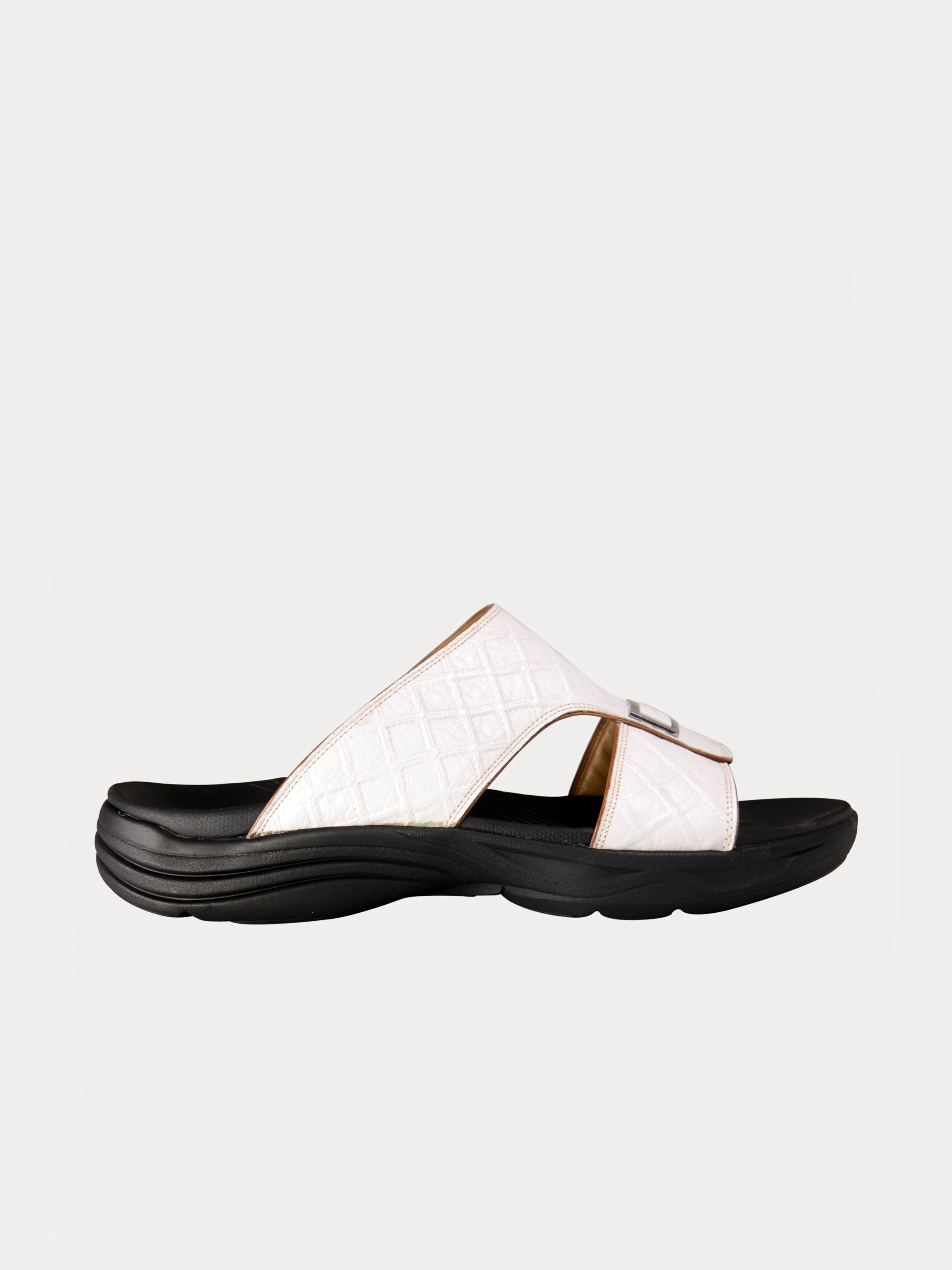 Barjeel Uno D197154 Men's Arabic Leather Sandals #color_White