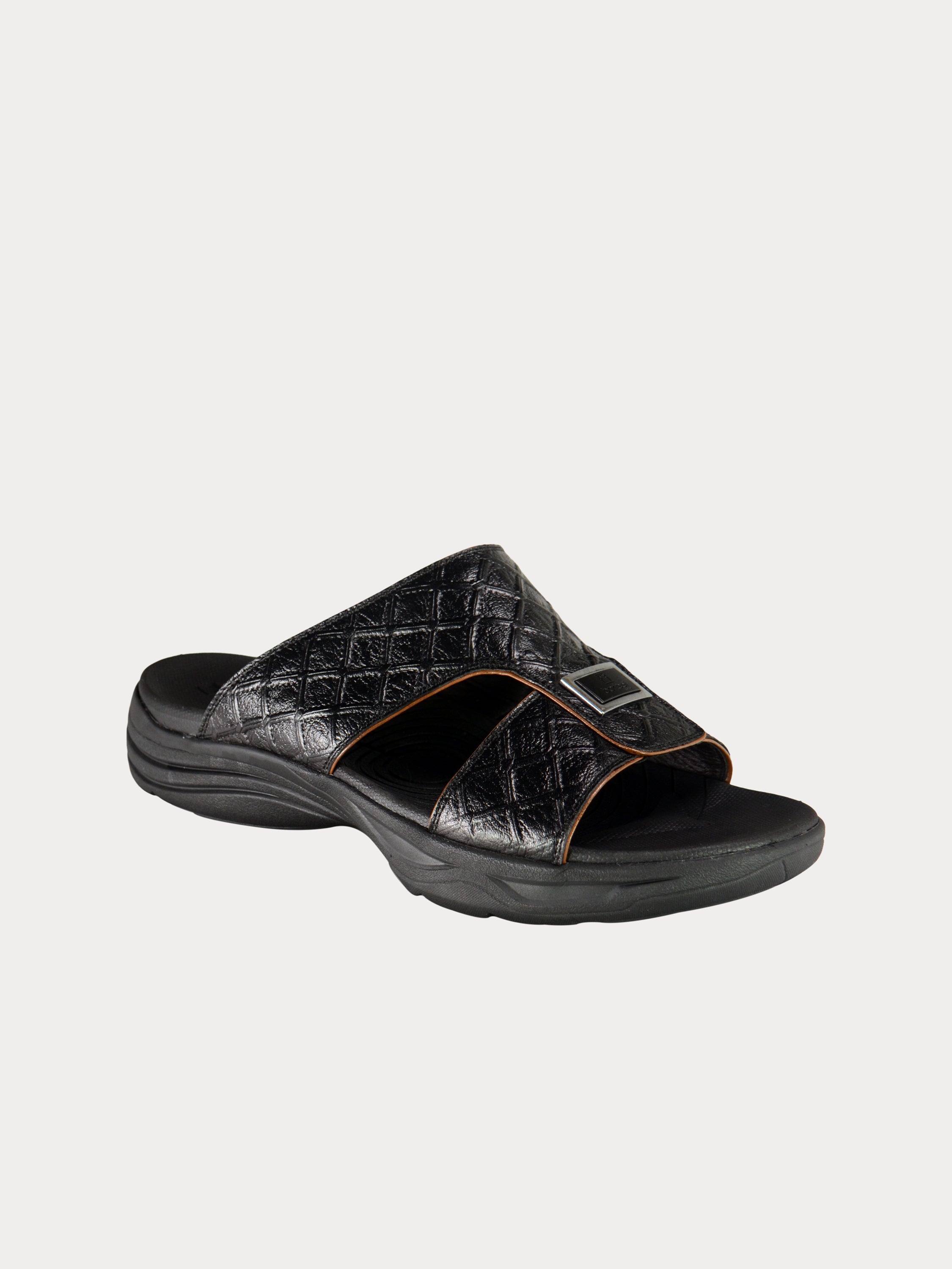 Barjeel Uno D197154 Men's Arabic Leather Sandals #color_Black