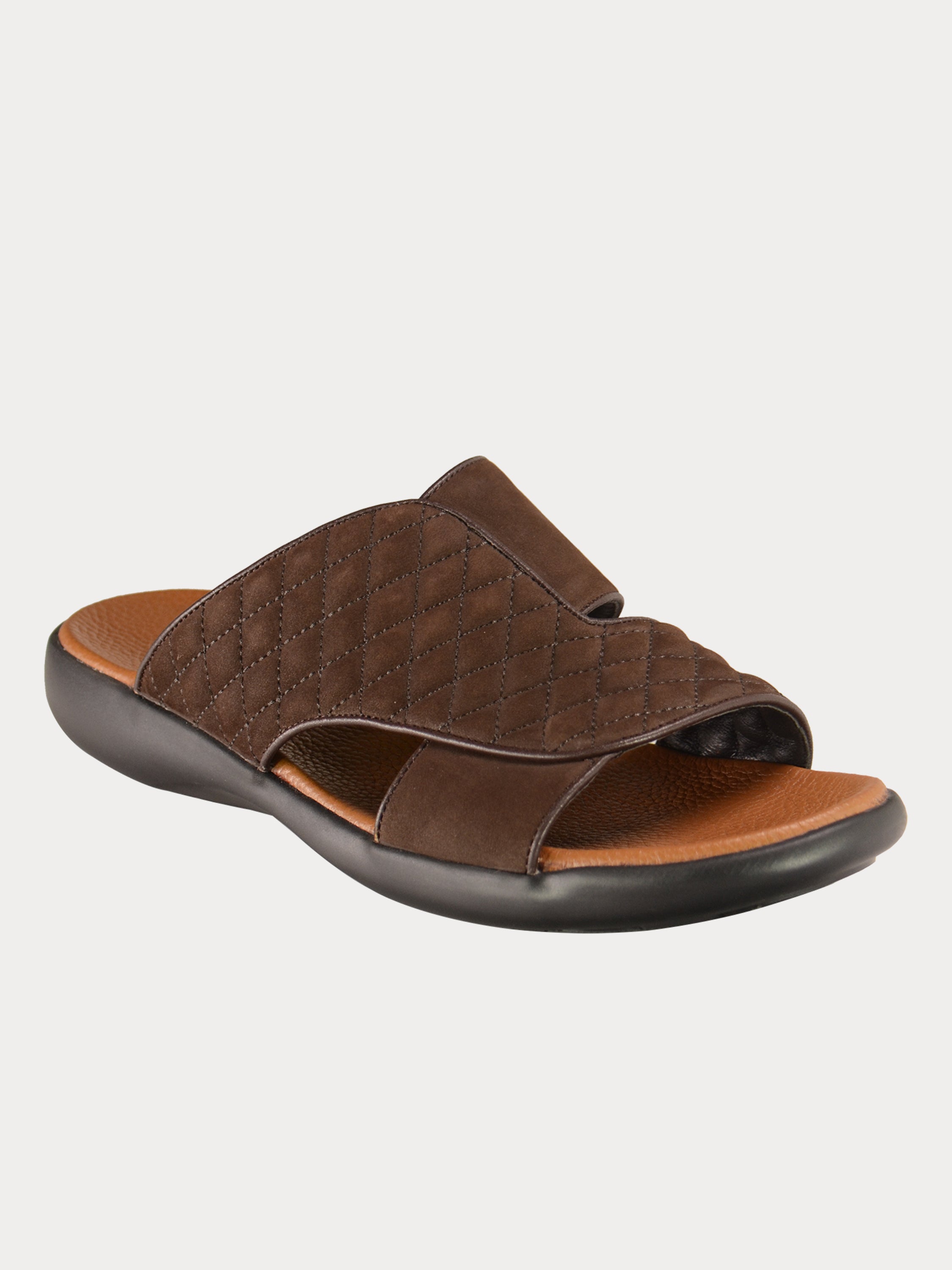 Barjeel Uno 0231610 Men's Arabic Sandals in Black Suede #color_Brown