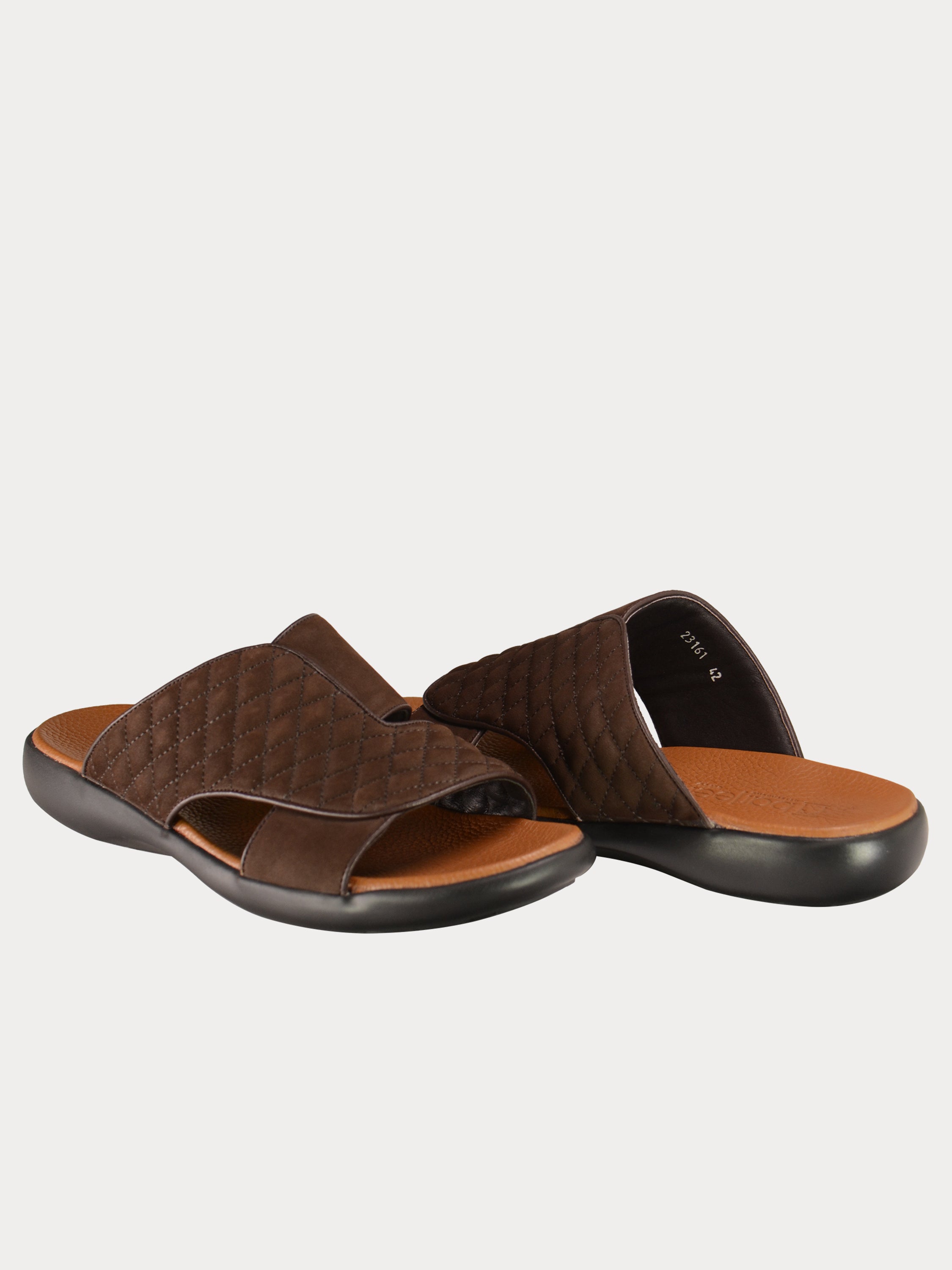 Barjeel Uno 0231610 Men's Arabic Sandals in Black Suede #color_Brown