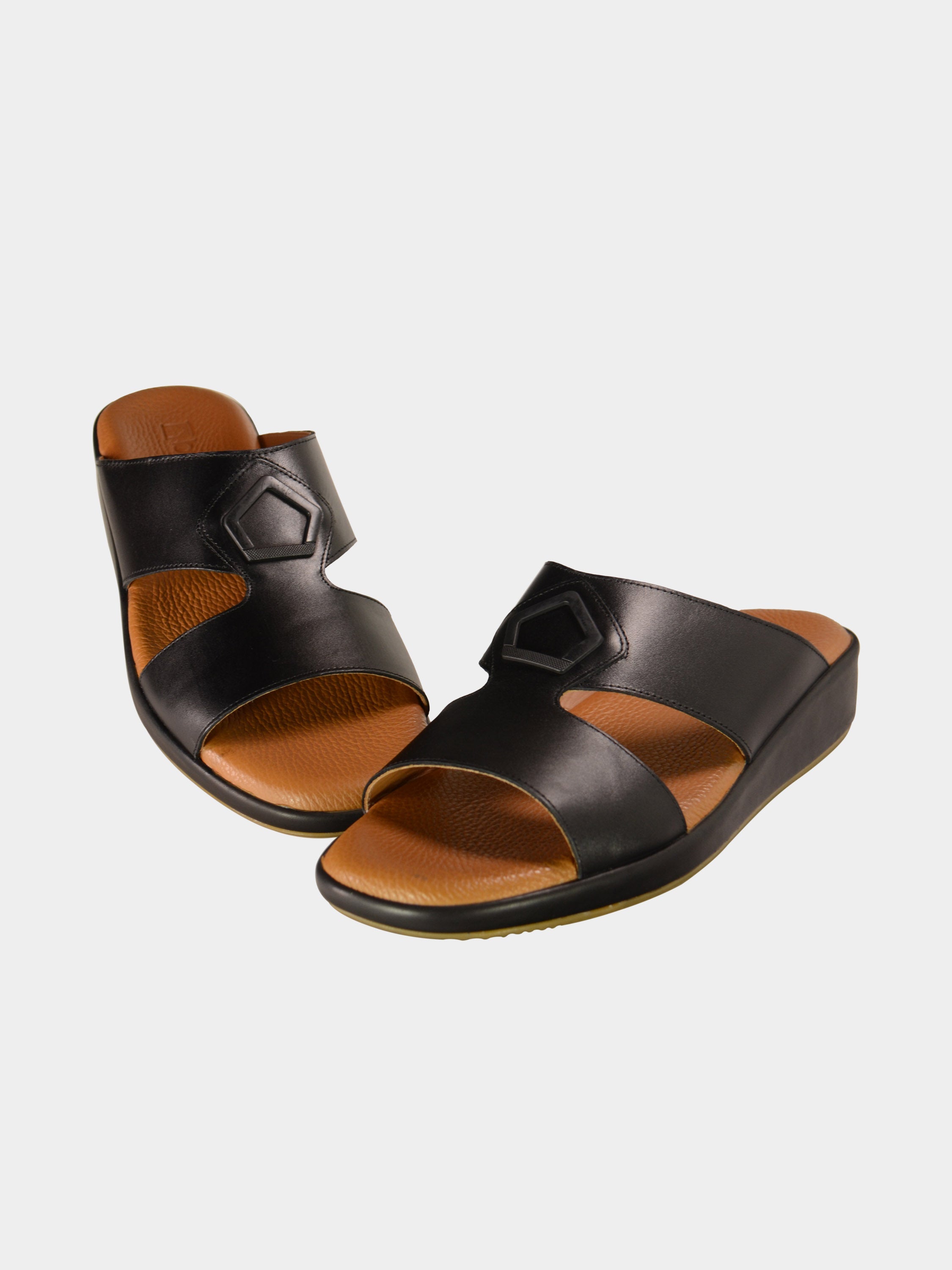 Barjeel Uno BGT-05 Men's Arabic Sandals #color_Black
