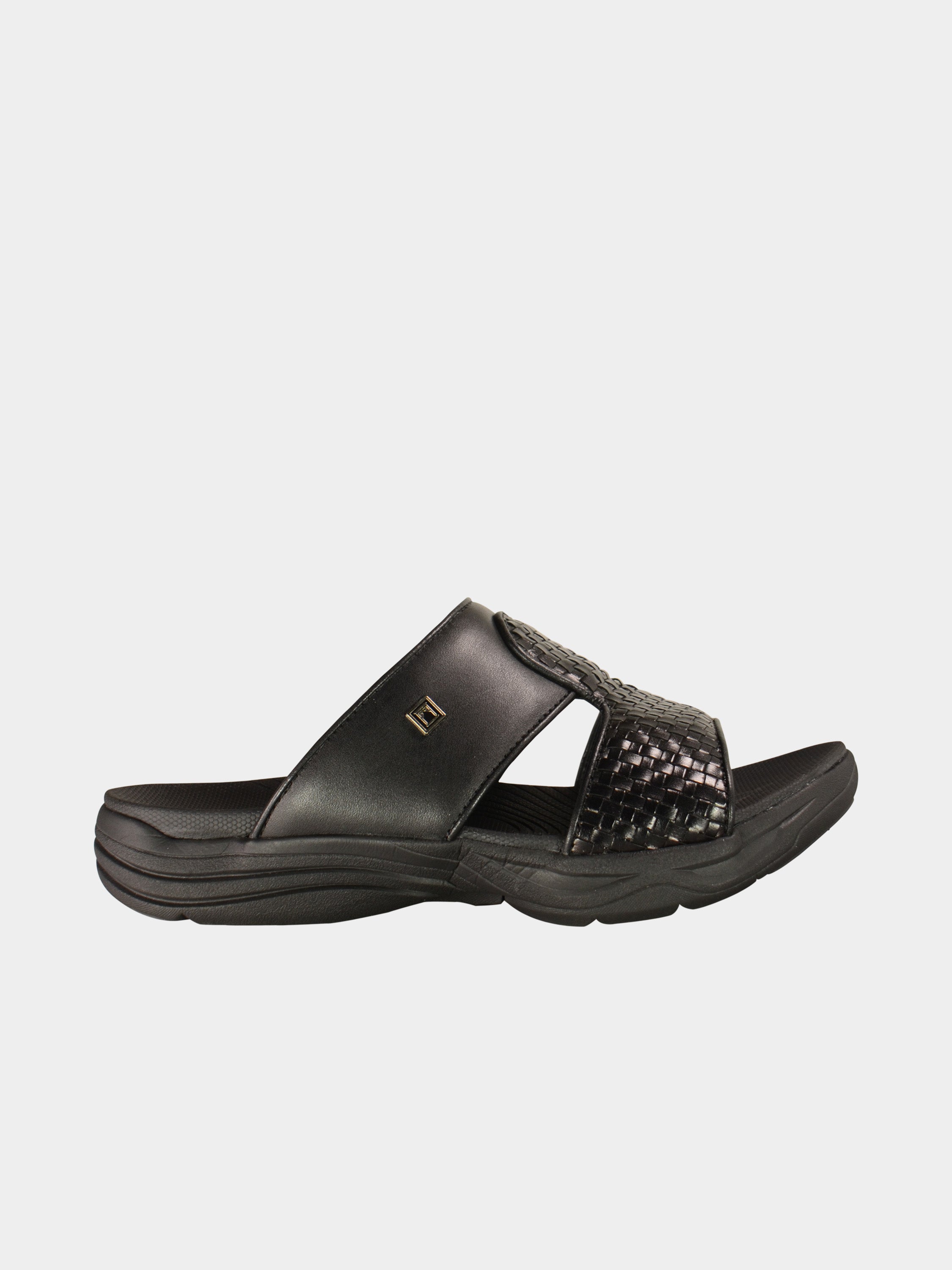 Barjeel Uno 152119 Basketweave Pattern Arabic Sandals #color_Black